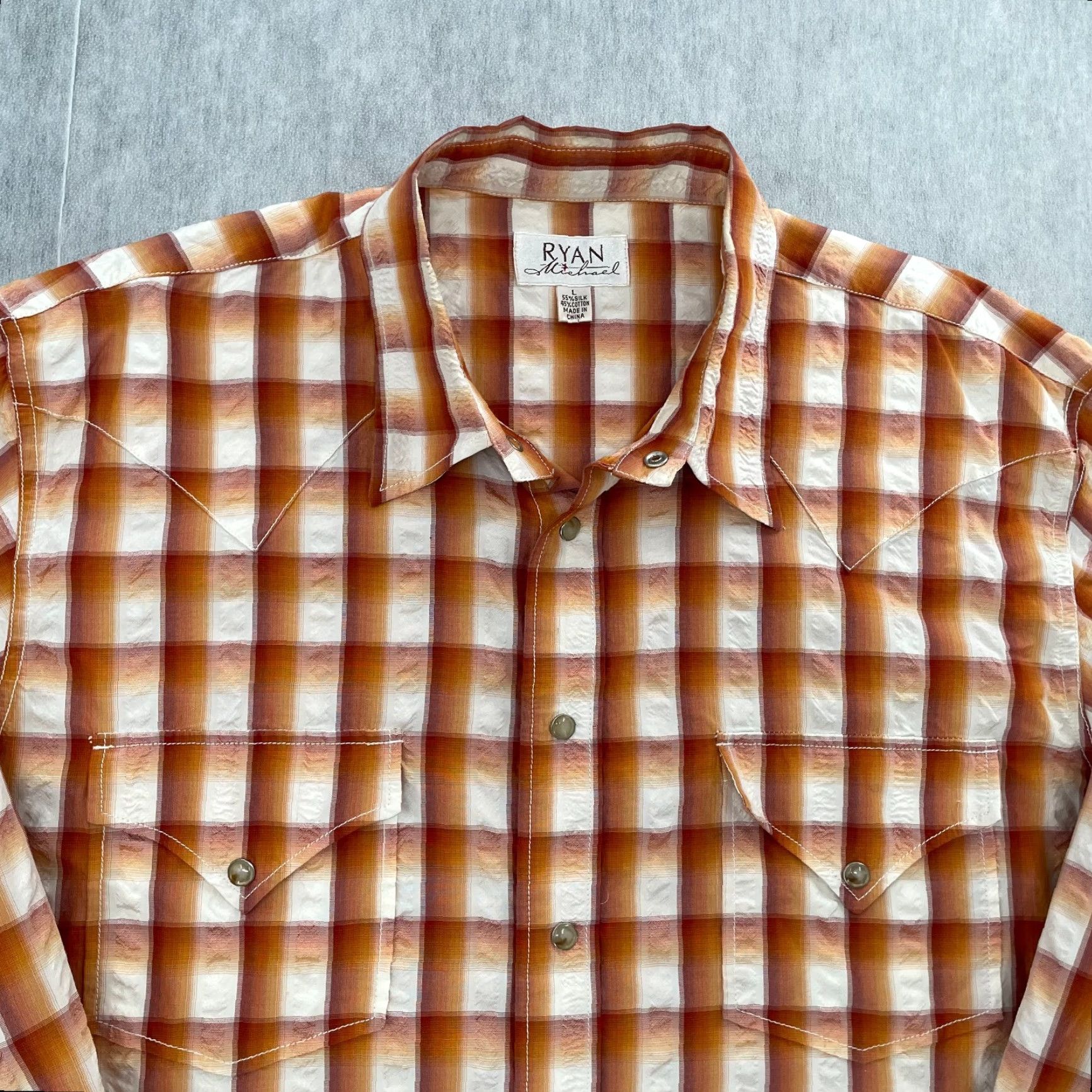 Vintage VINTAGE Ryan Michael Western Shirt Men Large Plaid Snap Button Collared Western Cowboy 90s Mens Size US L / EU 52-54 / 3 - 3 Thumbnail