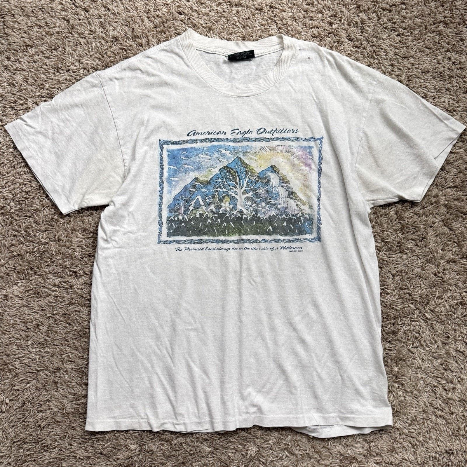 American Eagle Outfitters × Vintage Vintage 90’s American Eagle Outfitters White Nature T-Shirt Size US M / EU 48-50 / 2 - 2 Thumbnail