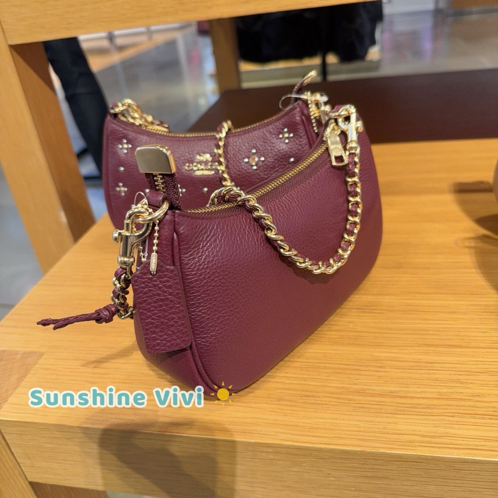 Coach NWT Coach Teri Mini Crossbody Bag Crystals CCE43 Dark Wine Size ONE SIZE - 4 Thumbnail
