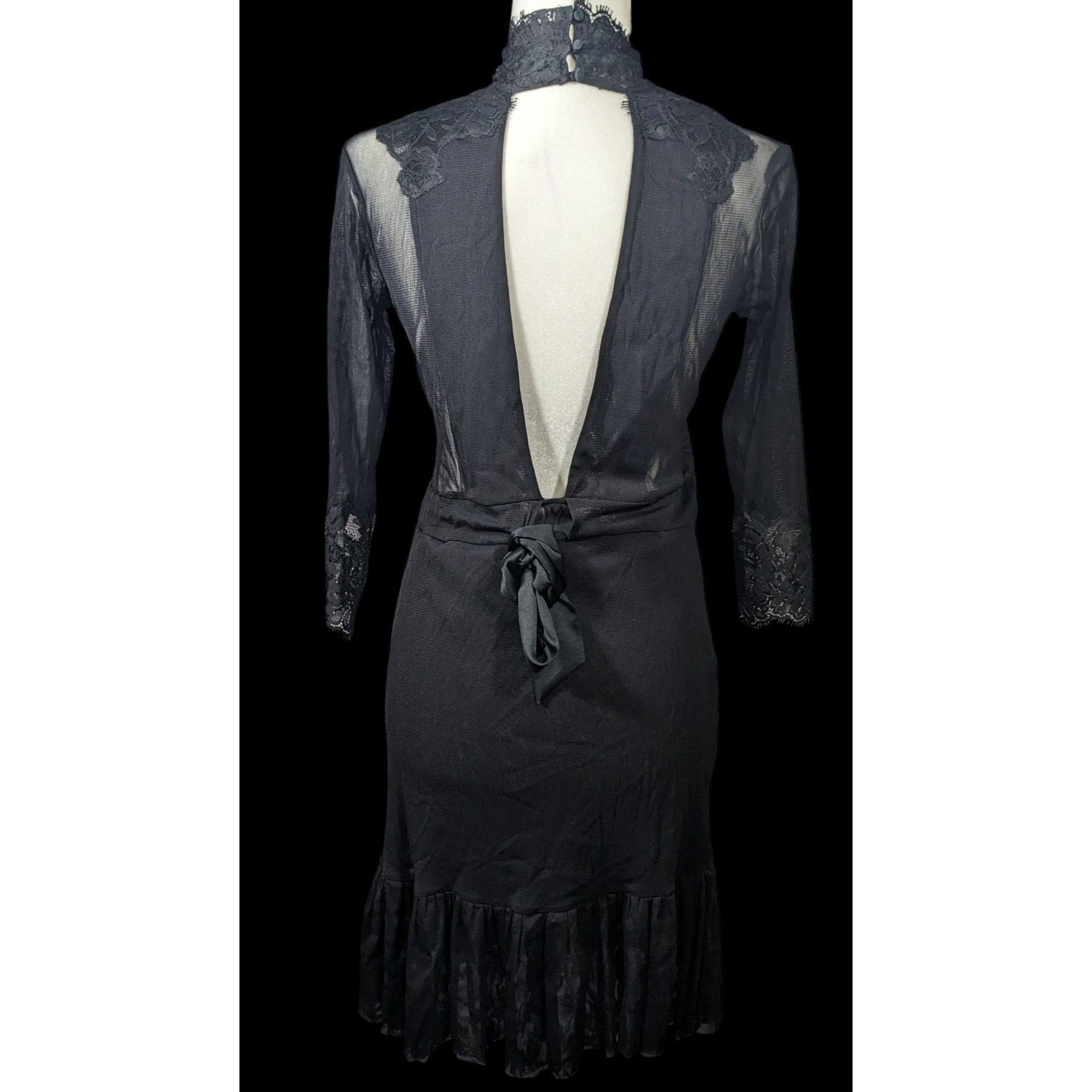 Other HAH Gothic Floral Lace Open Back Dress With Bow Accent Size Size M / US 6-8 / IT 42-44 - 2 Thumbnail