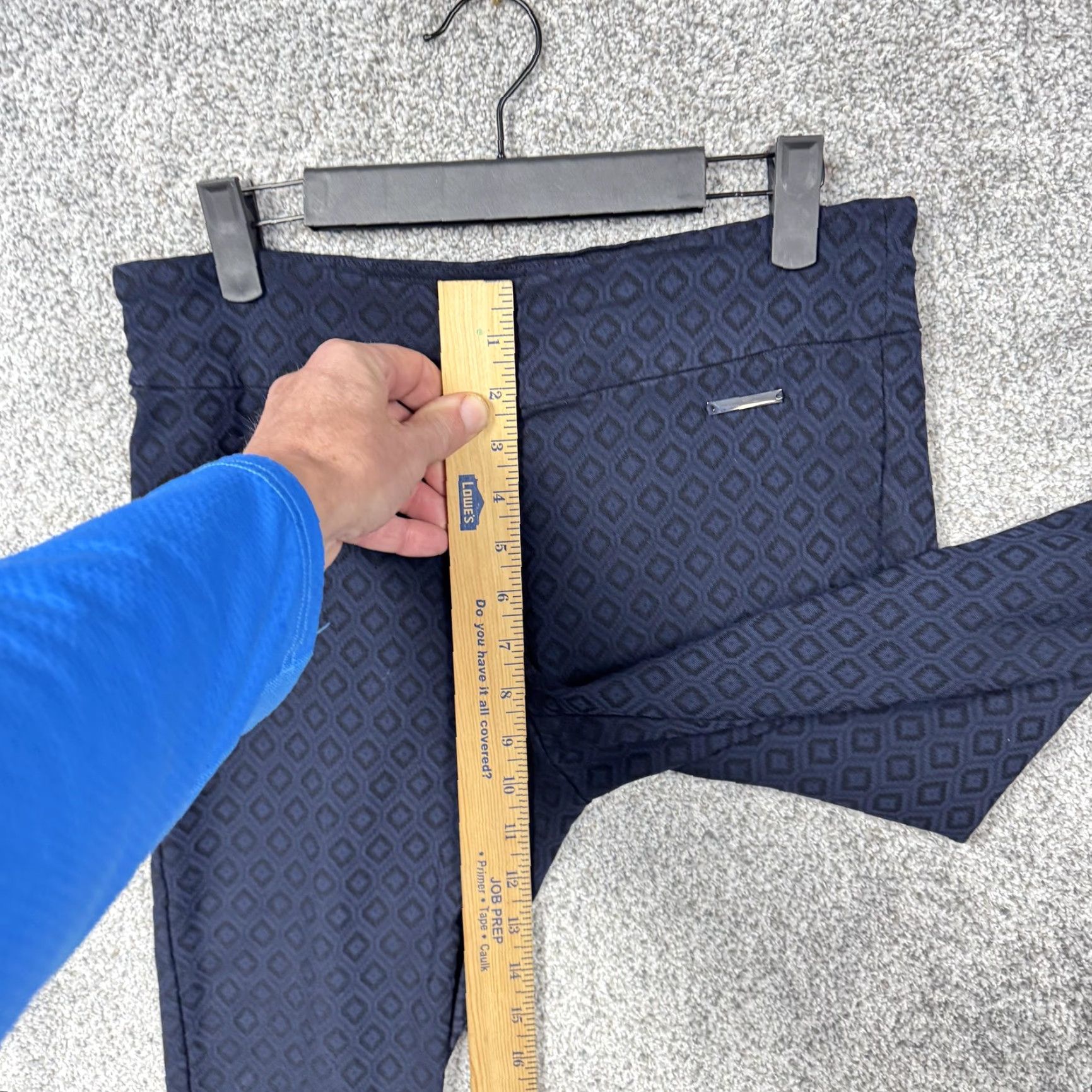 Vintage Roz & Ali Pants Womens 8P Petite Blue Ponte Ankle Workwear Geometric Tapered Pull On Elastic Waist Office Casual Size 30" / US 8 / IT 44 - 5 Thumbnail