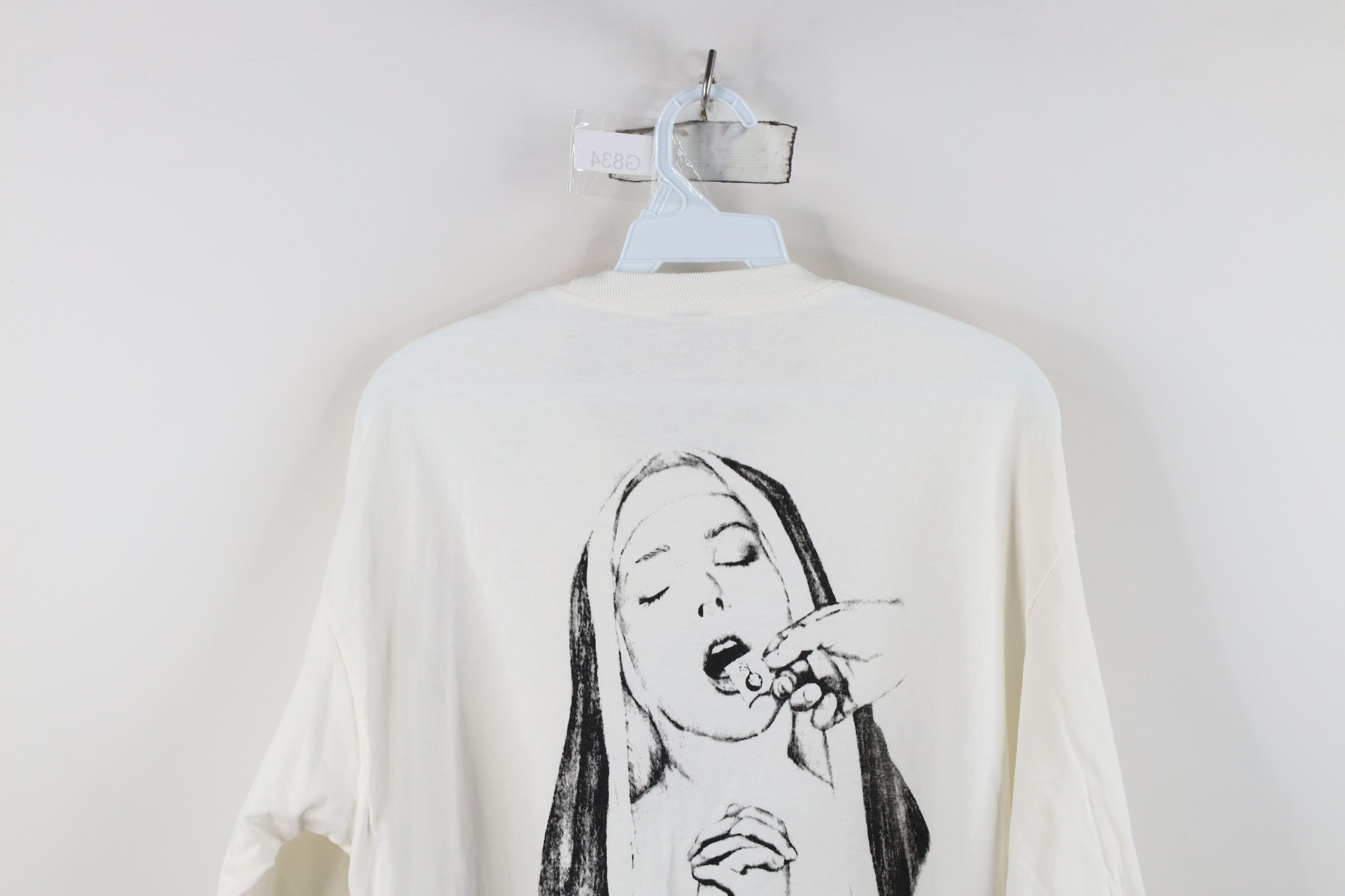 Vintage Vintage Y2K Streetwear Bull*hit Acid Nun Long Sleeve T-Shirt Size US L / EU 52-54 / 3 - 13 Thumbnail