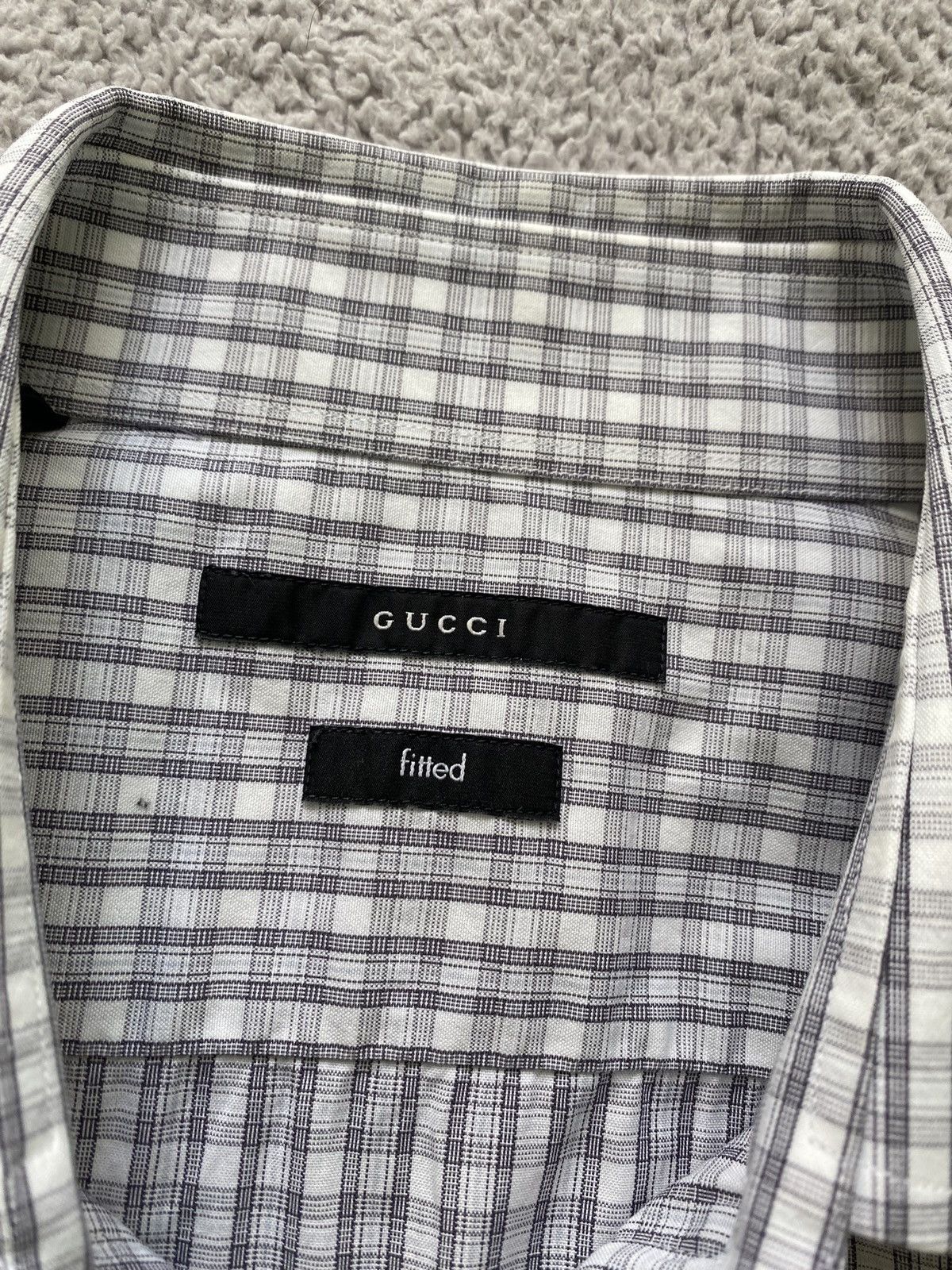 Designer × Gucci × Vintage Gucci Fitted Check Button Up Shirt Size 16 Size US M / EU 48-50 / 2 - 6 Thumbnail