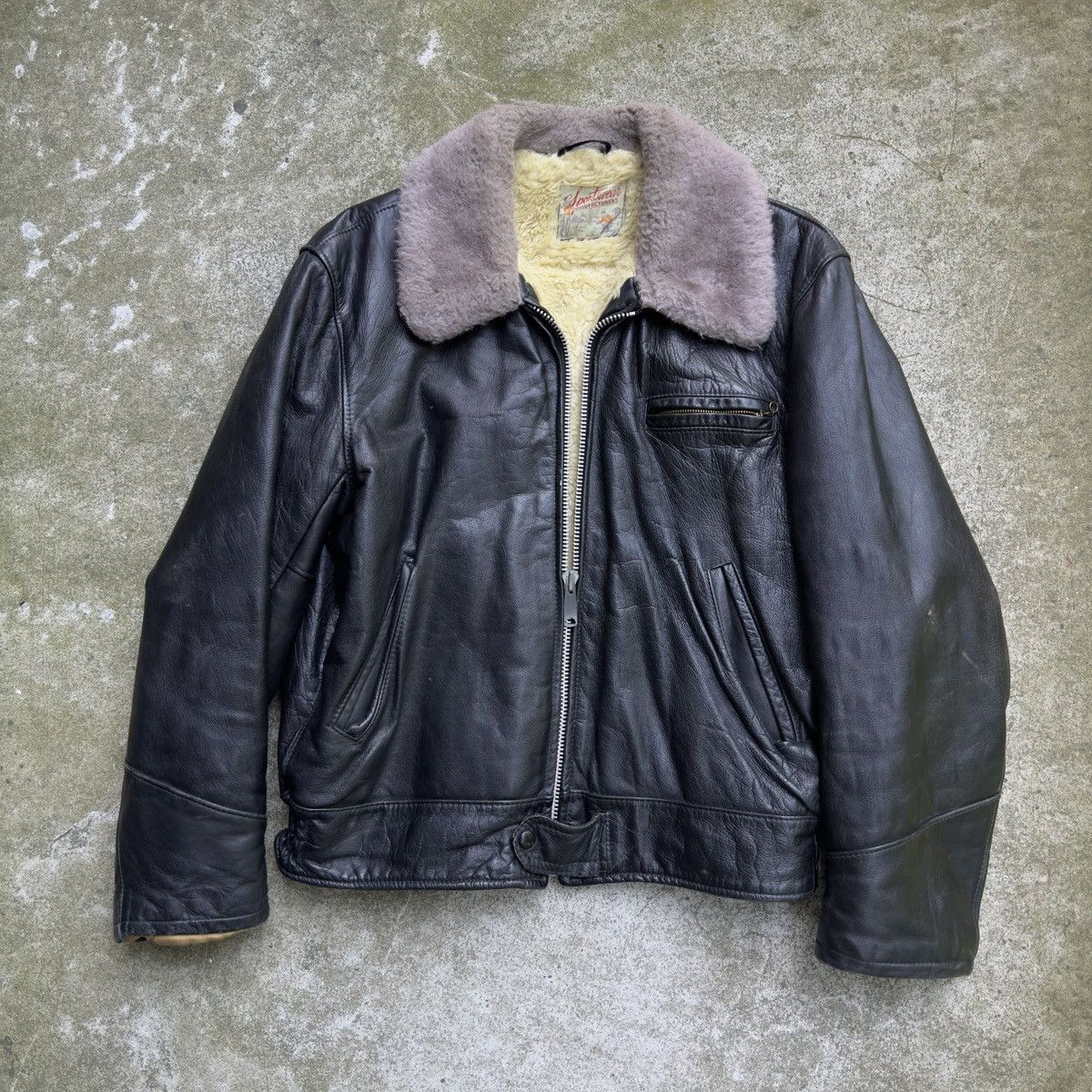 Vintage 40s 50s Leather Horsehide Shearling Jacket ERD Grunge Size US L / EU 52-54 / 3 - 7 Thumbnail