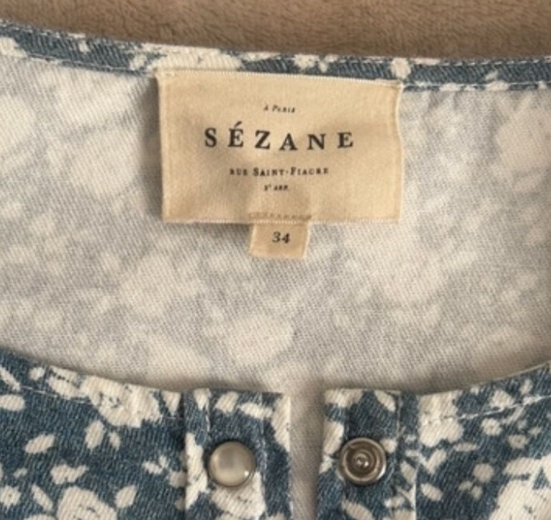 Sezane Sézane « Angèle » Coquette Long Sleeve Blouse - Floral, Blue Size XS / US 0-2 / IT 36-38 - 3 Thumbnail