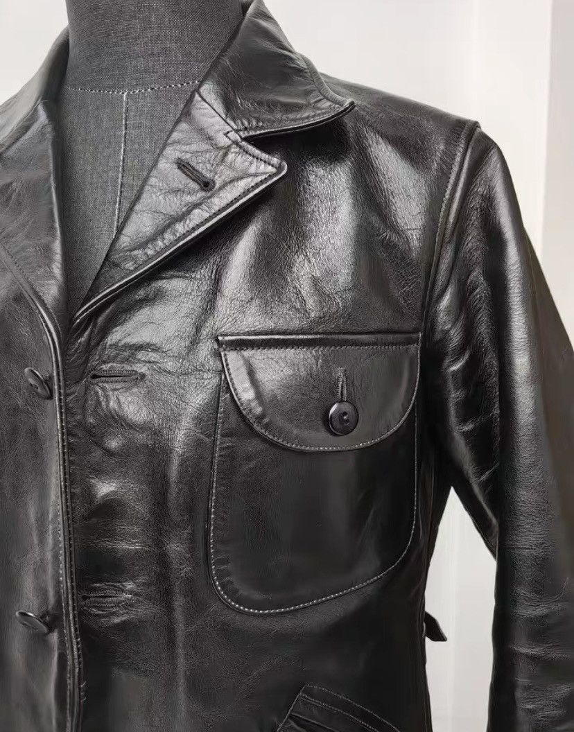 image of Freewheelers Classic Four Corner Horseshoe Leather Jacket in Black, Men's (Size 2XS)