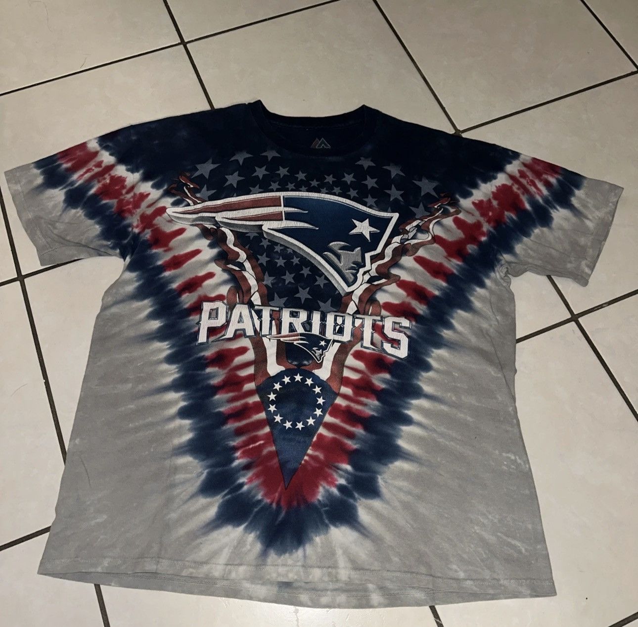 Other Y2K Vintage Majestic Patriots Tie Dye Double Sided Size US XL / EU 56 / 4 - 1 Thumbnail