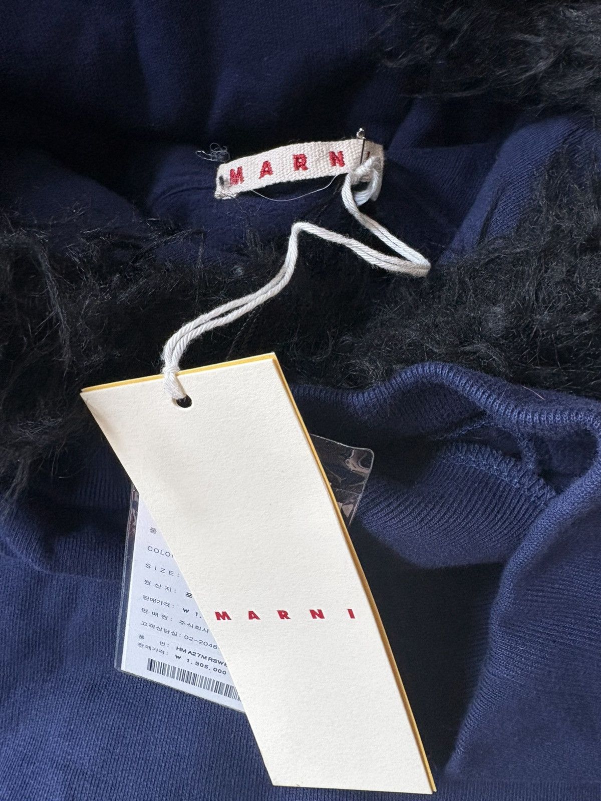 Marni [50]Marni Navy Faux Fur Hoodie Size US L / EU 52-54 / 3 - 8 Thumbnail