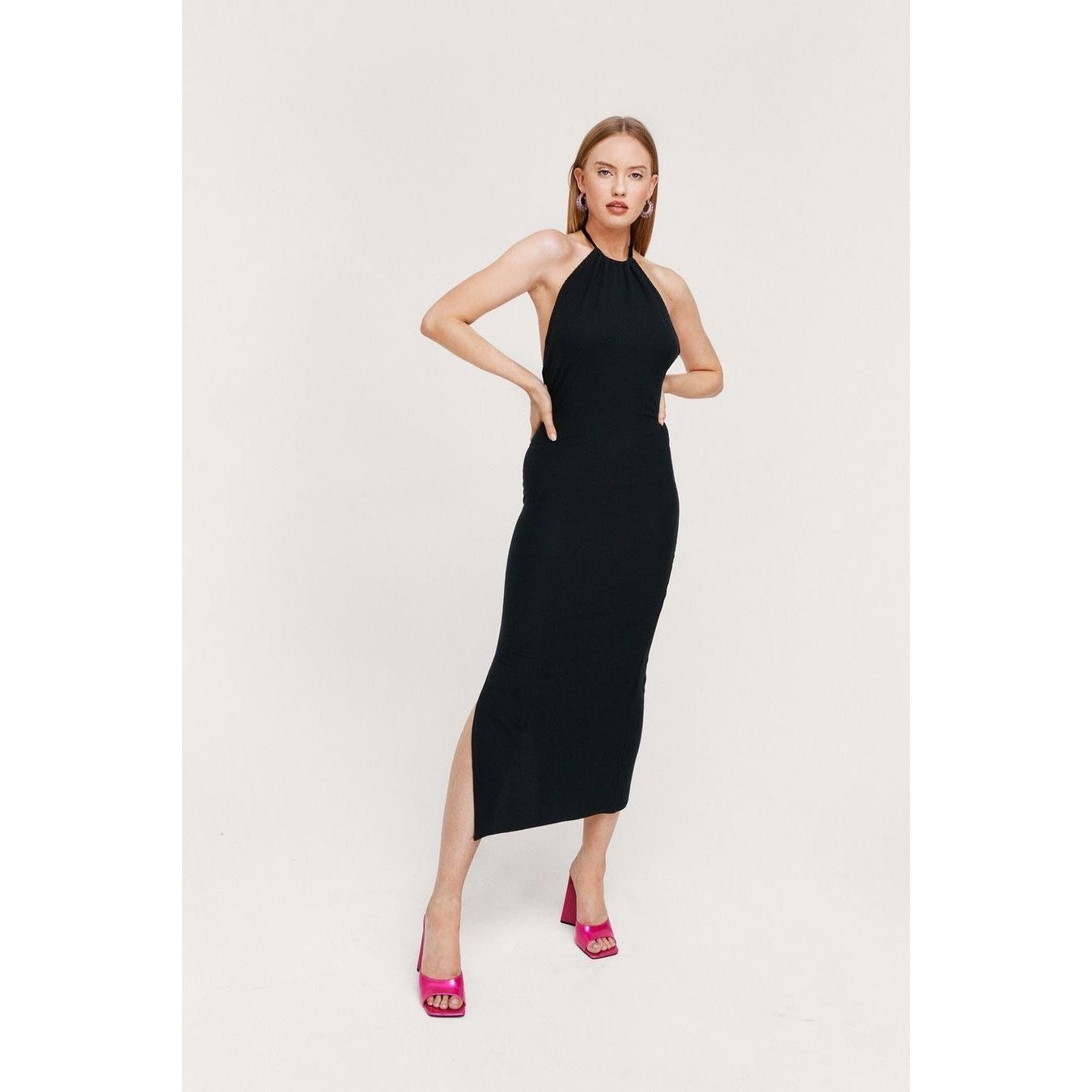 Nasty Gal Nasty Gal | Ripple Rib Halterneck Maxi Dress | Size 8 Size M / US 6-8 / IT 42-44 - 1 Thumbnail