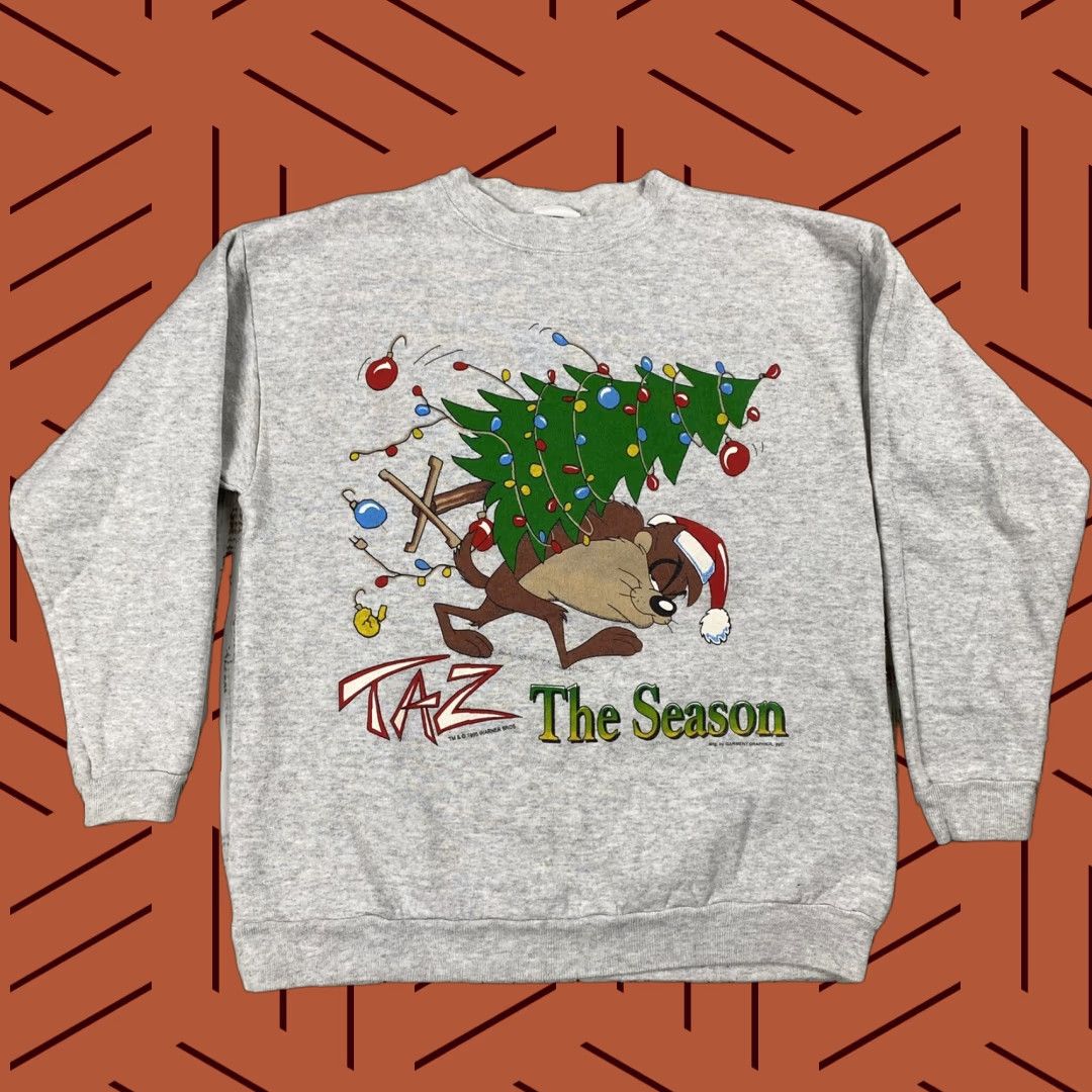 Vintage VINTAGE 1996 LOONEY TUNES TAZ CHRISTMAS SWEATSHIRT PULLOVER GRAY MENS M USA Size US M / EU 48-50 / 2 - 1 Thumbnail