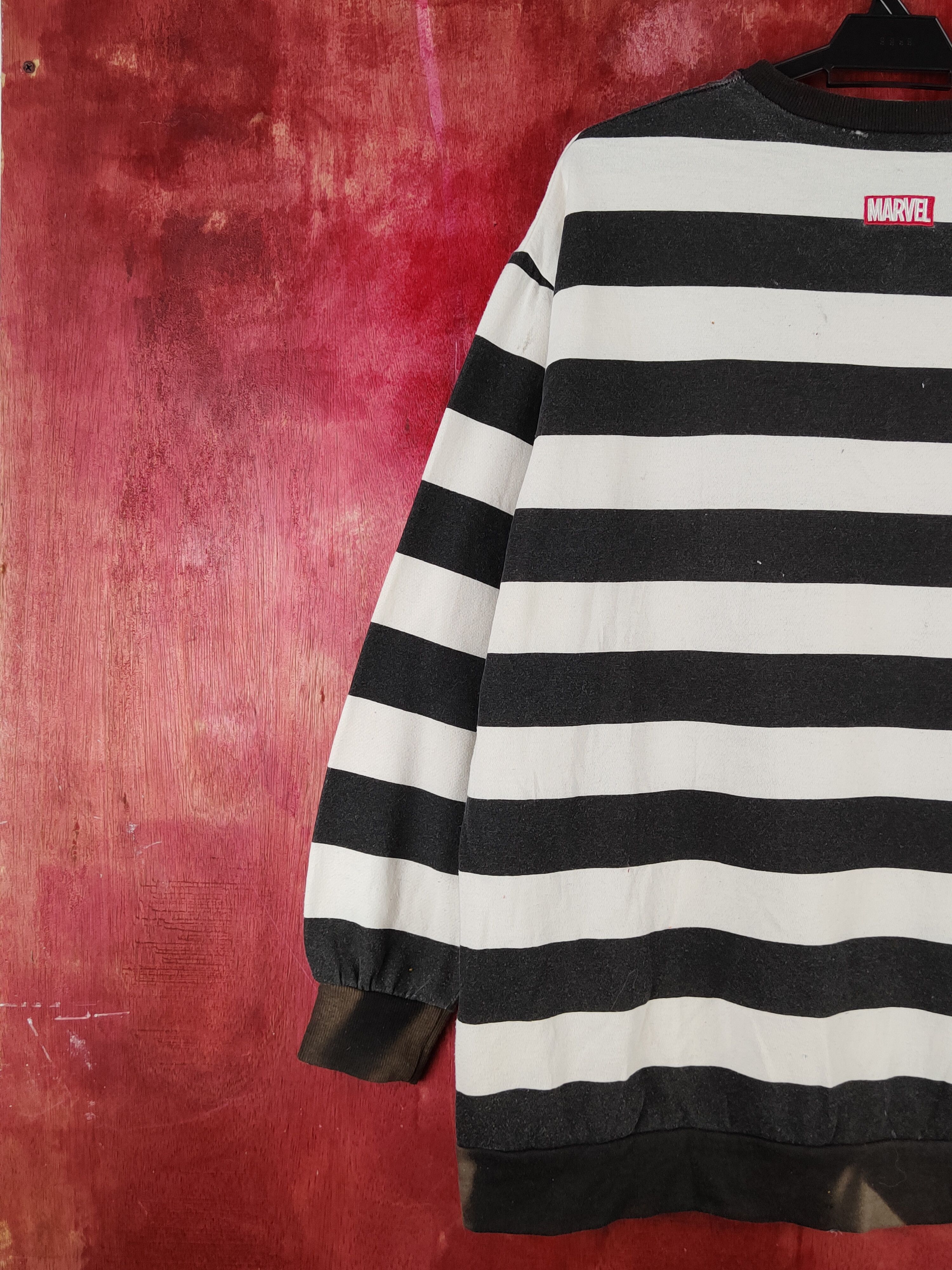 Marvel Comics × Vintage Marvel sandman White Black Stripe prison Sweatshirts #S2115 Size US M / EU 48-50 / 2 - 10 Thumbnail