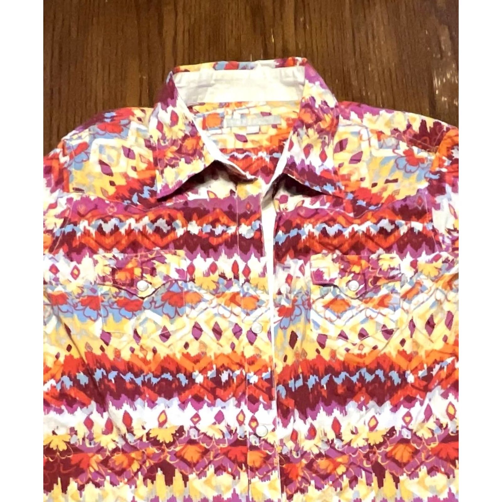 Vintage Tin Haul Western Shirt Women XL Pearl Snap Boho Aztec Print Button Up Top Size XL / US 12-14 / IT 48-50 - 4 Thumbnail