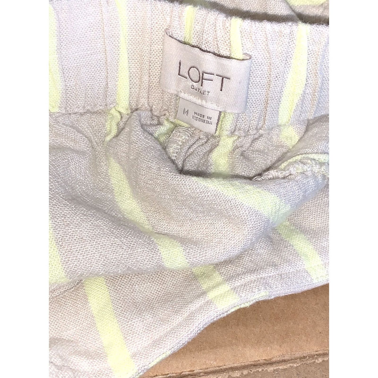 Loft LOFT Skort Women’s M Khaki Neon Yellow Striped Tie Side Casual Travel Beach Walking-4166 Mens? Womens Size 32" / US 10 / IT 46 - 6 Thumbnail