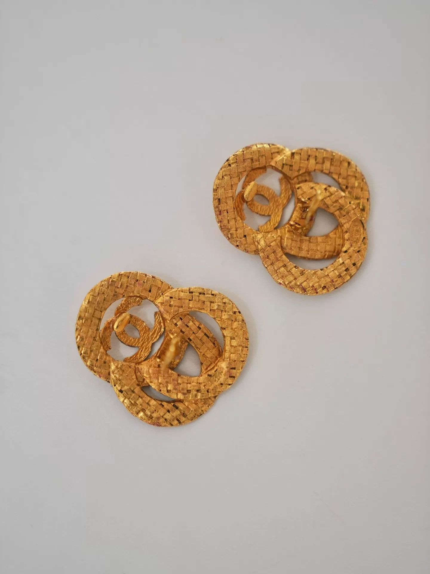 Chanel Chanel Vintage Woven CC Triple Ring Earclips Size ONE SIZE - 5 Thumbnail
