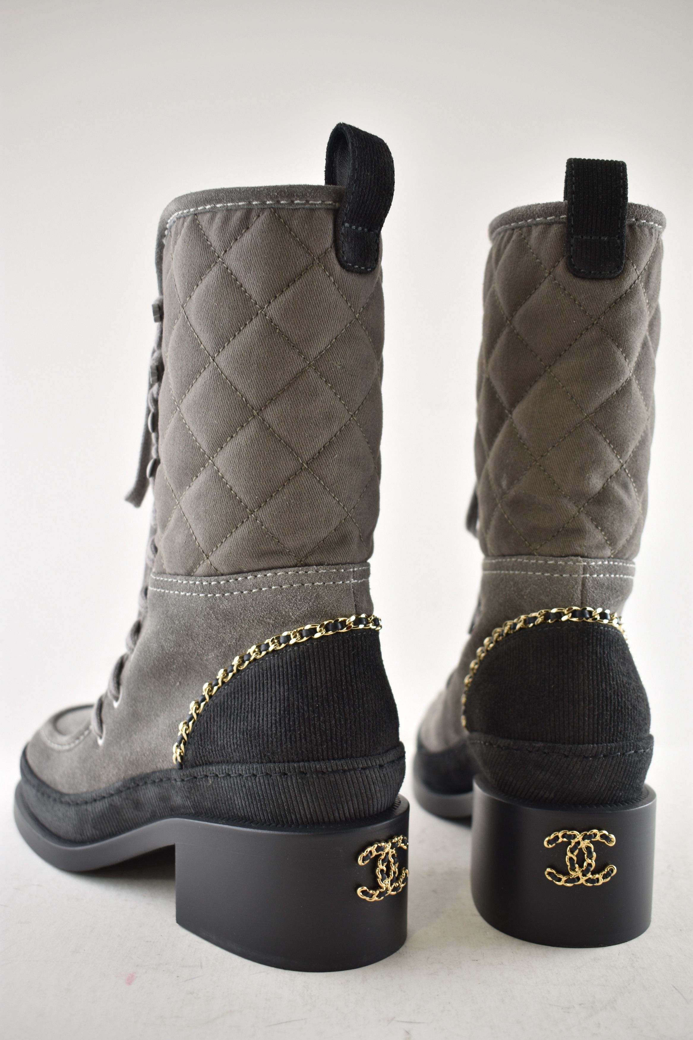 Chanel Chanel 24K Grey Quilted Chain Combat Military Tall Boot 36 Size US 6 / IT 36 - 16 Thumbnail