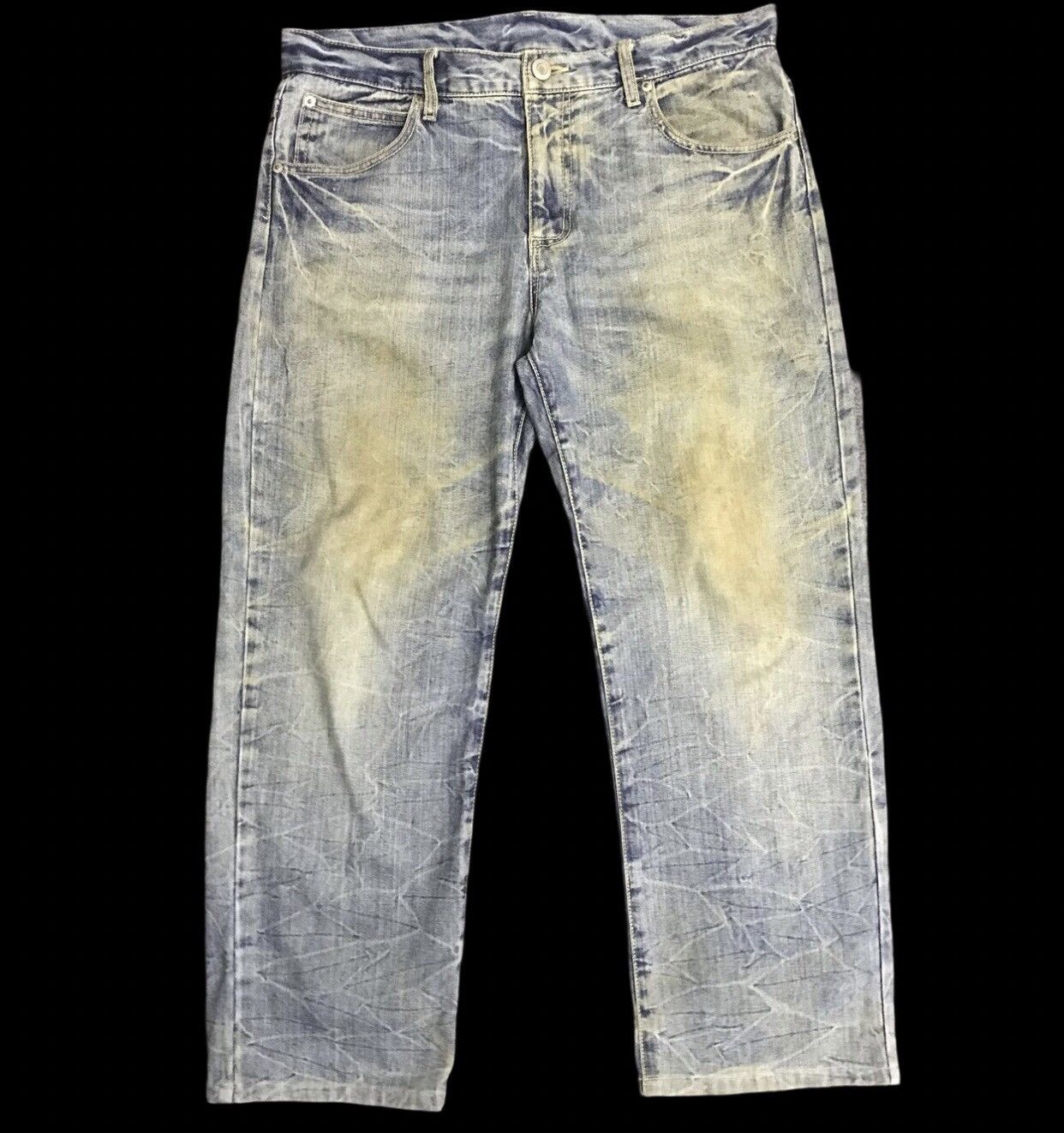 D113 BACK AND FORTH Wing SpellOut Cropped Rusty Jeans