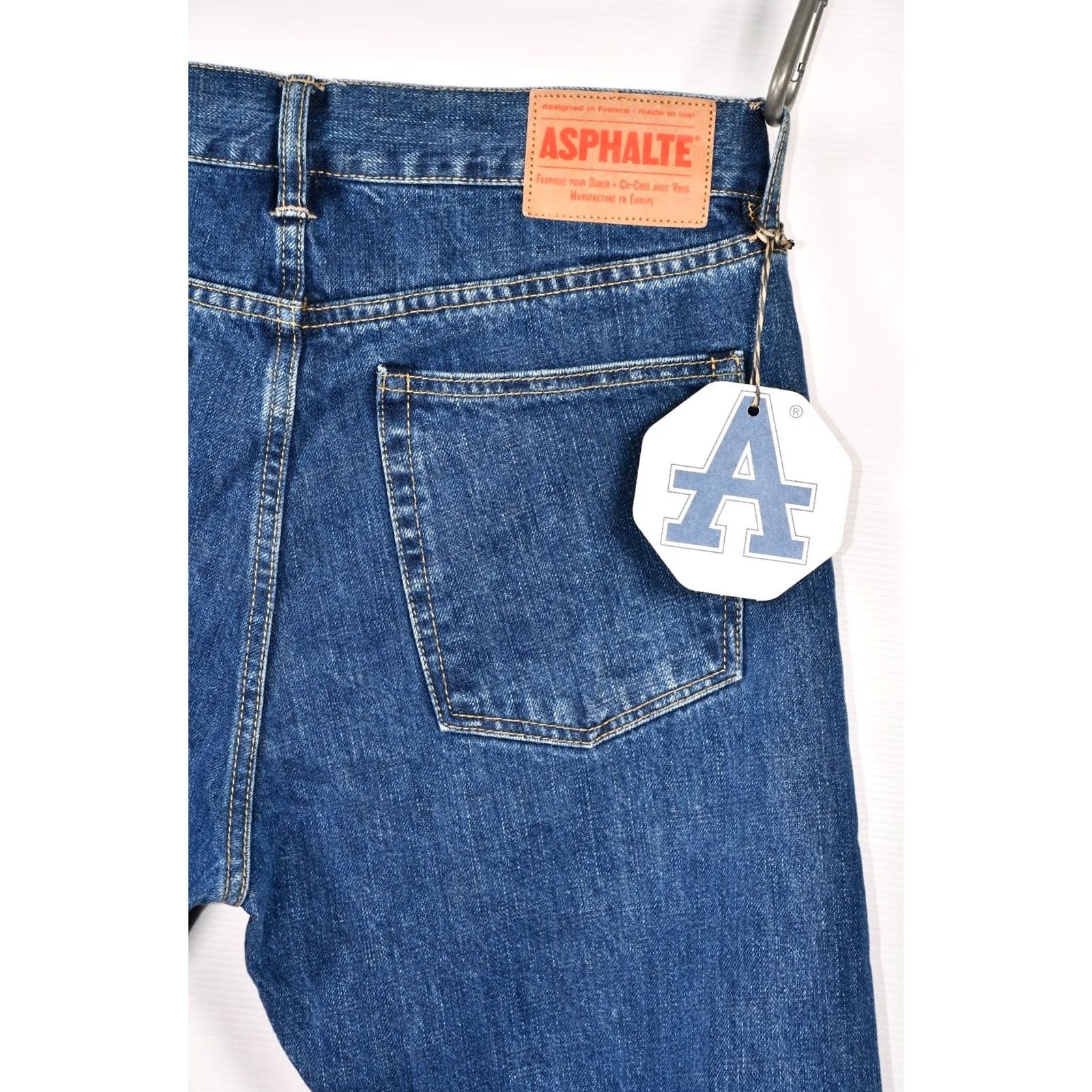Denime ASPHALTE Candiani Selvedge Denim Jeans Men W32 5-Pocket Design Blue Cotton Regular Inseam 32.68 inch INSEAM 32” W32 Blue Denim Jeans Mens Size US 32 / EU 48 - 5 Thumbnail