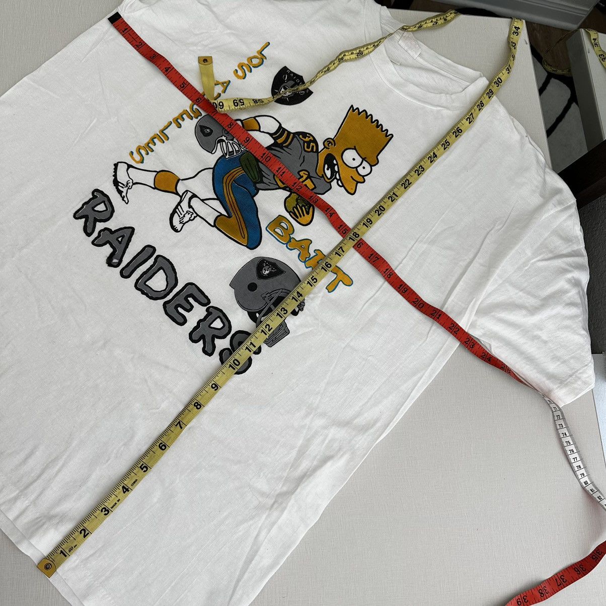 NFL Vintage 90s Los Angeles Raiders Bart Simpson tee very rare Size US XL / EU 56 / 4 - 6 Thumbnail