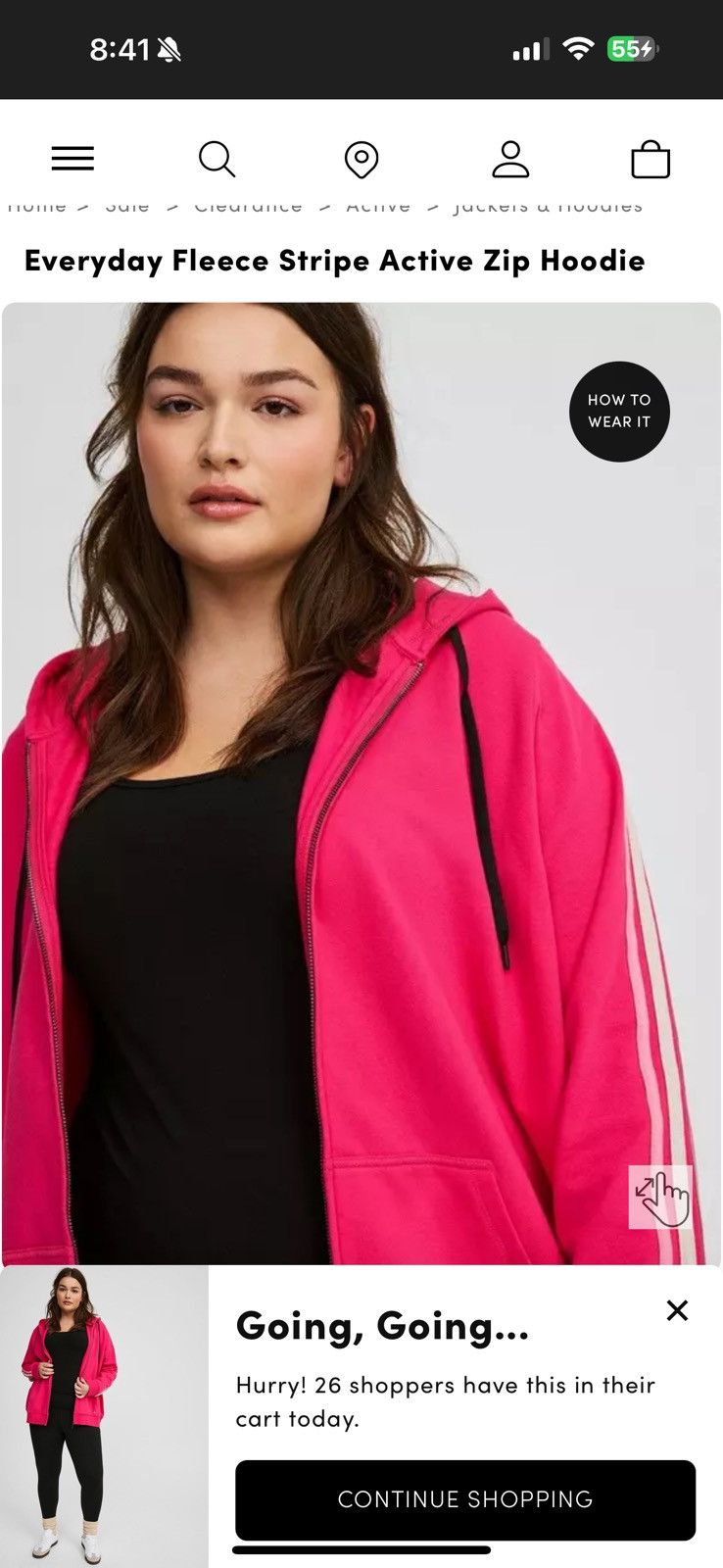 Torrid Everyday Fleece Stripe Active Zip Hoodie Size 3XL / US 20-22 - 3 Thumbnail
