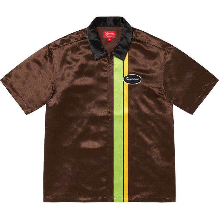 Supreme Supreme Satin Zip Up S/S Work Shirt Brown Xlarge Size