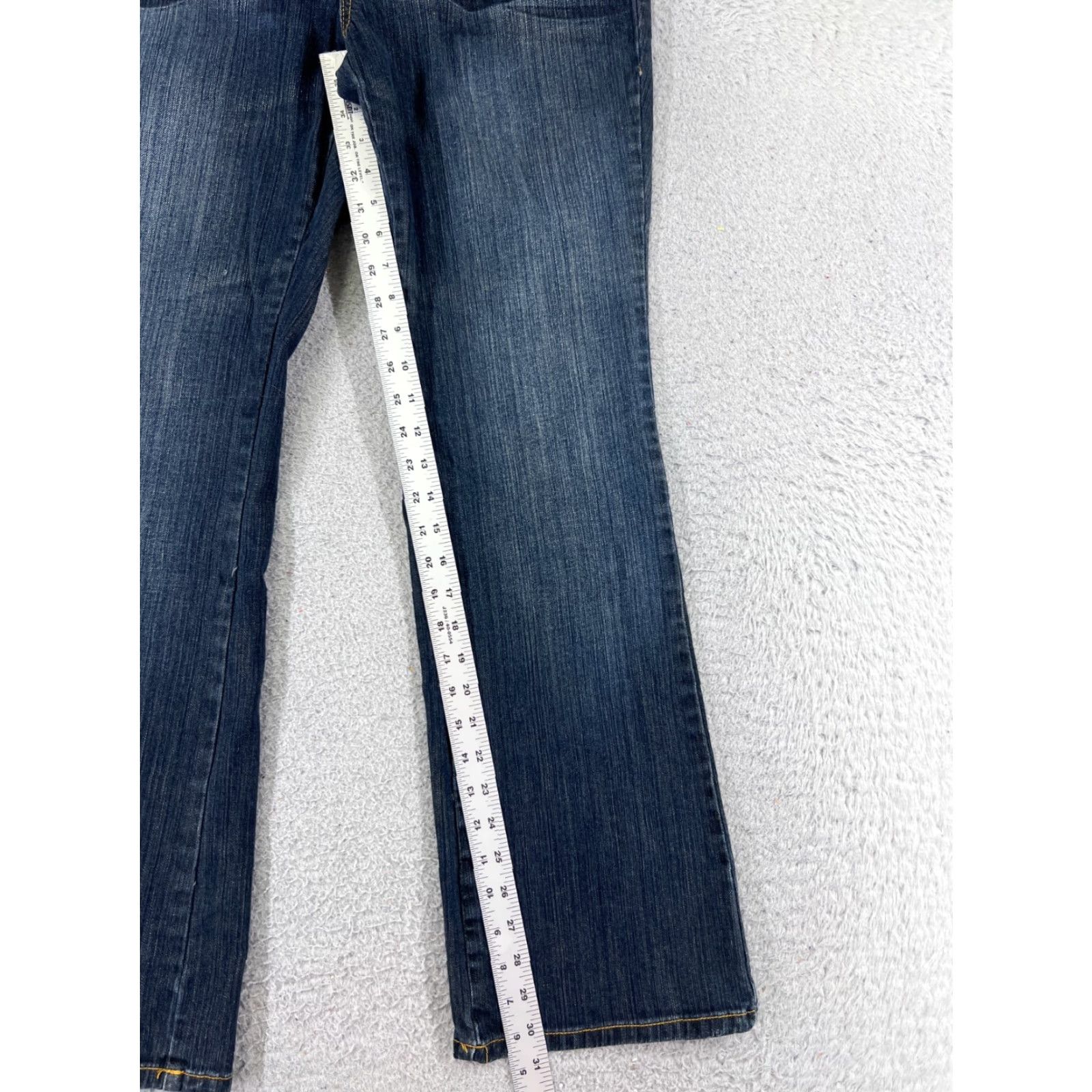 Vintage BISOU BISOU Jeans Womens 10 Flared Dark Blue Denim Cotton 31x31 Distressed Size 32" / US 10 / IT 46 - 7 Thumbnail