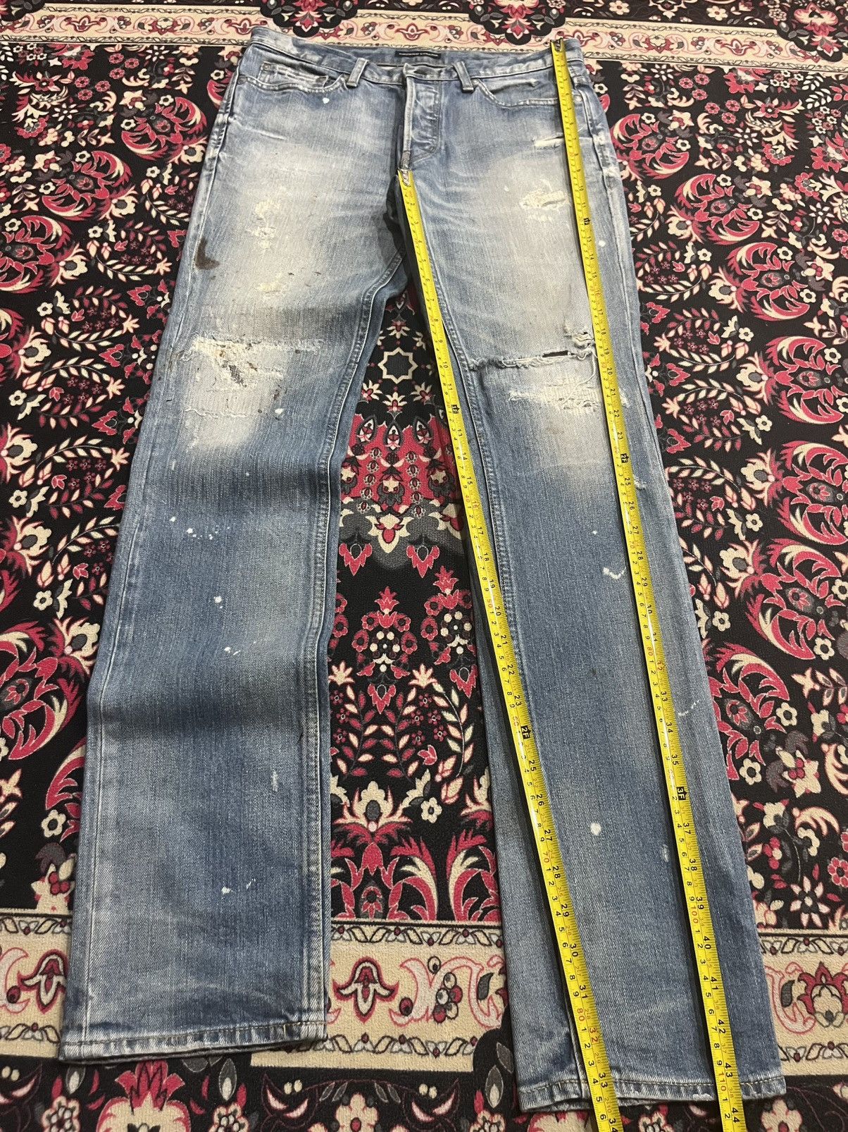 Lounge Lizard ⚡️Slim Straight⚡️Lounge Lizard Distressed Paint Splatter Jeans Size US 31 - 13 Thumbnail