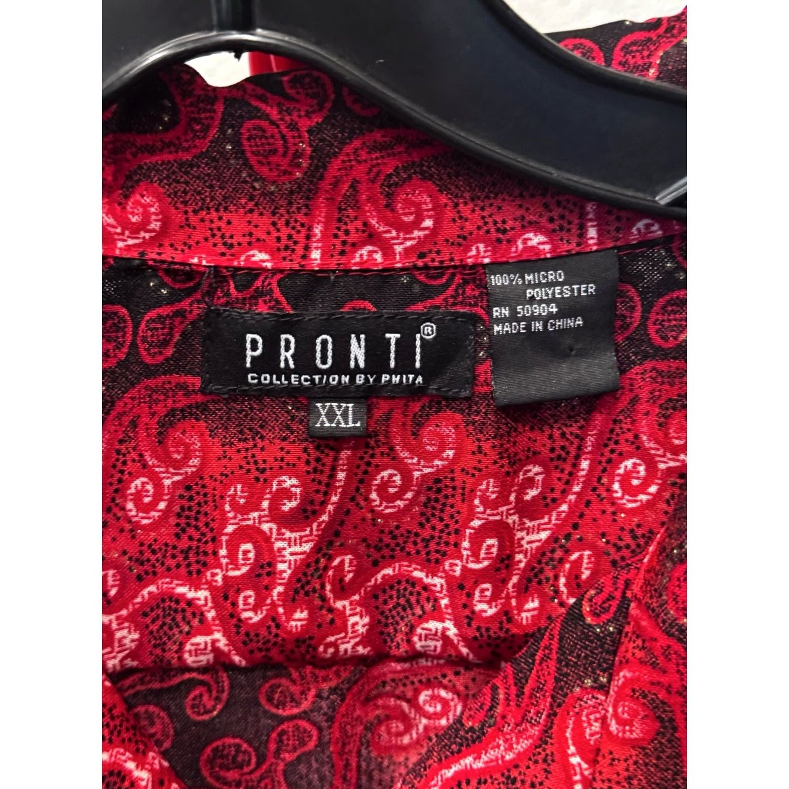Vintage WILD Red Paisley Micro Poly LONG SLEEVE SHIRT Pronti 2XL 18 x 37/38 Mens Size US XXL / EU 58 / 5 - 5 Thumbnail
