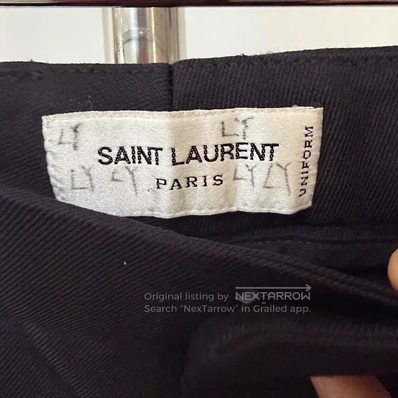 Saint Laurent Paris Saint Laurent Paris Black Pure Wool Trousers i Size 35" - 2 Thumbnail