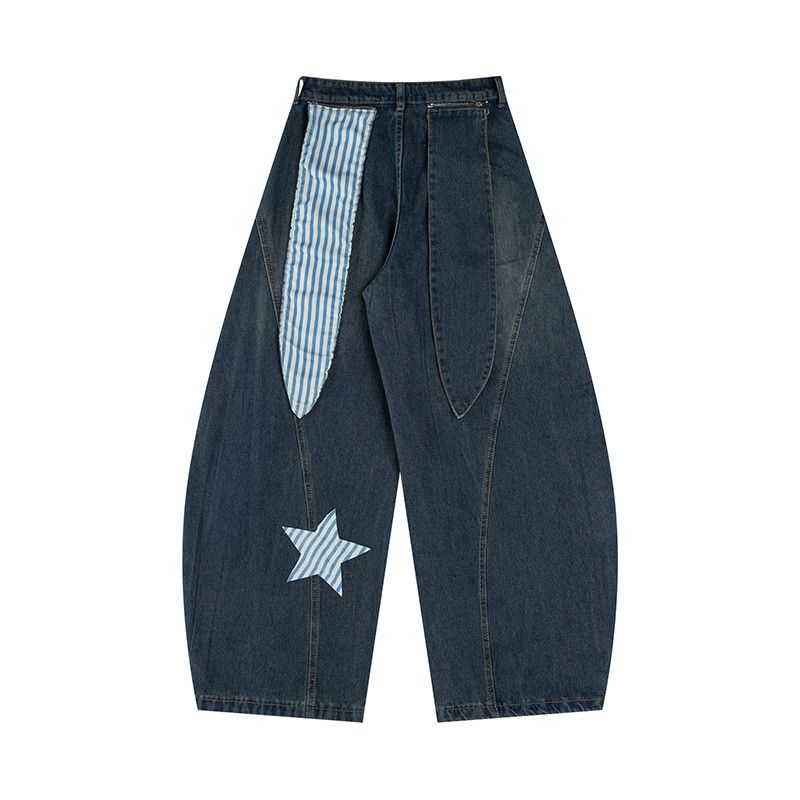 Jean American high street patchwork star scimitar jeans Size US 32 / EU 48 - 2 Thumbnail