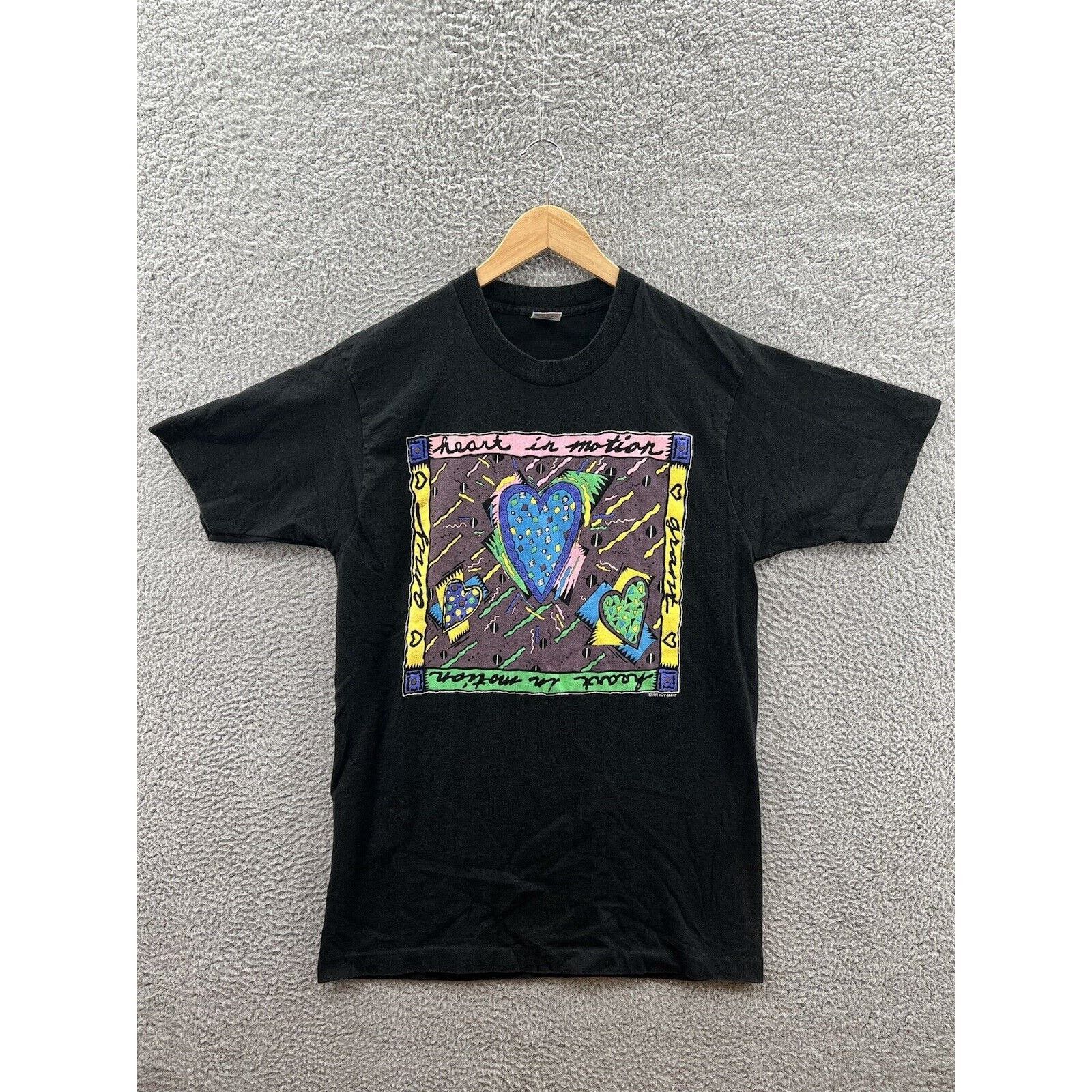 image of Fruit Of The Loom Fruit Loom Heart In Motion Any Grant 1991 T-Shirt Size Large in Black, Men's