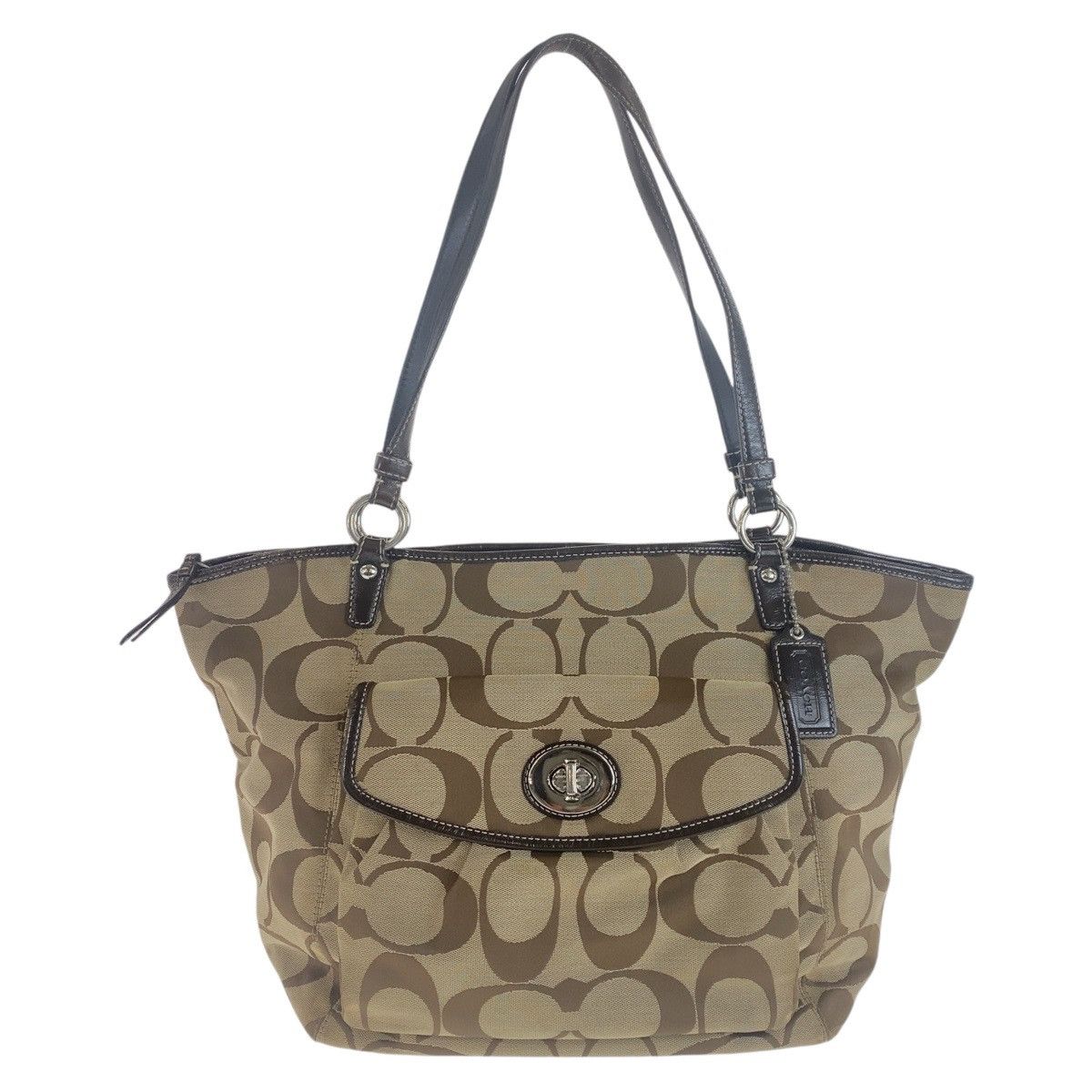 Coach Coach Coach Signature Canvas Leather Tote Bag Canvas Tote Bag 408353 in Very Good Condition Size ONE SIZE - 1 Thumbnail