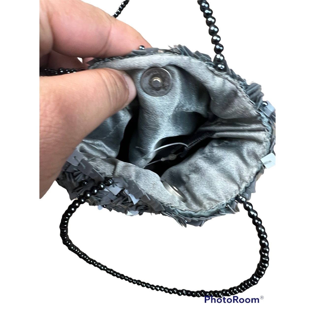 Vintage Y2K Vintage | Beaded Sequins Mini Evening Bag Silver Gray Size ONE SIZE - 3 Thumbnail