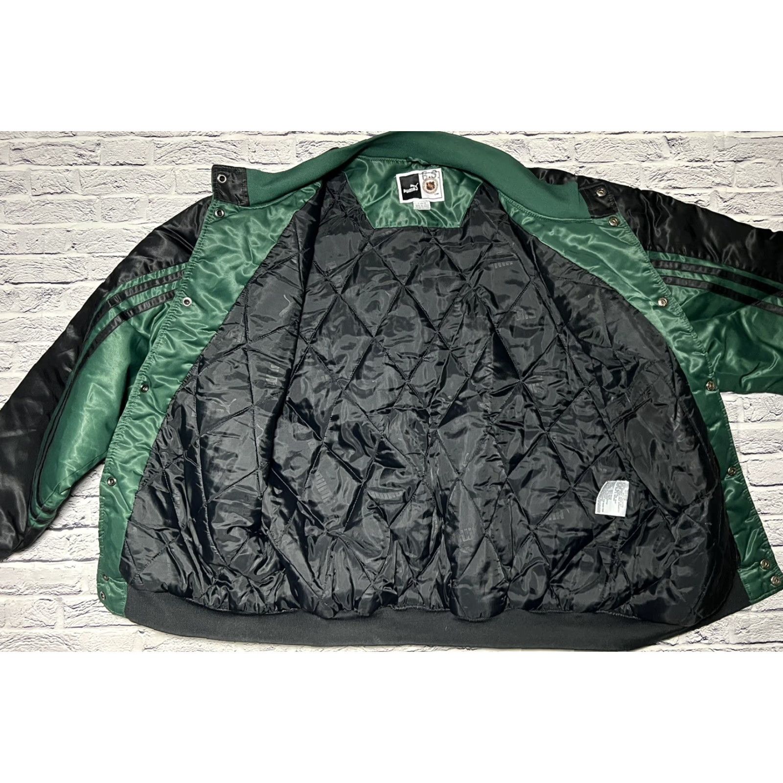 Puma VINTAGE Puma Dallas Stars Satin Snap Down Jacket NHL Large Green Men Jacket Snap Size US L / EU 52-54 / 3 - 5 Thumbnail