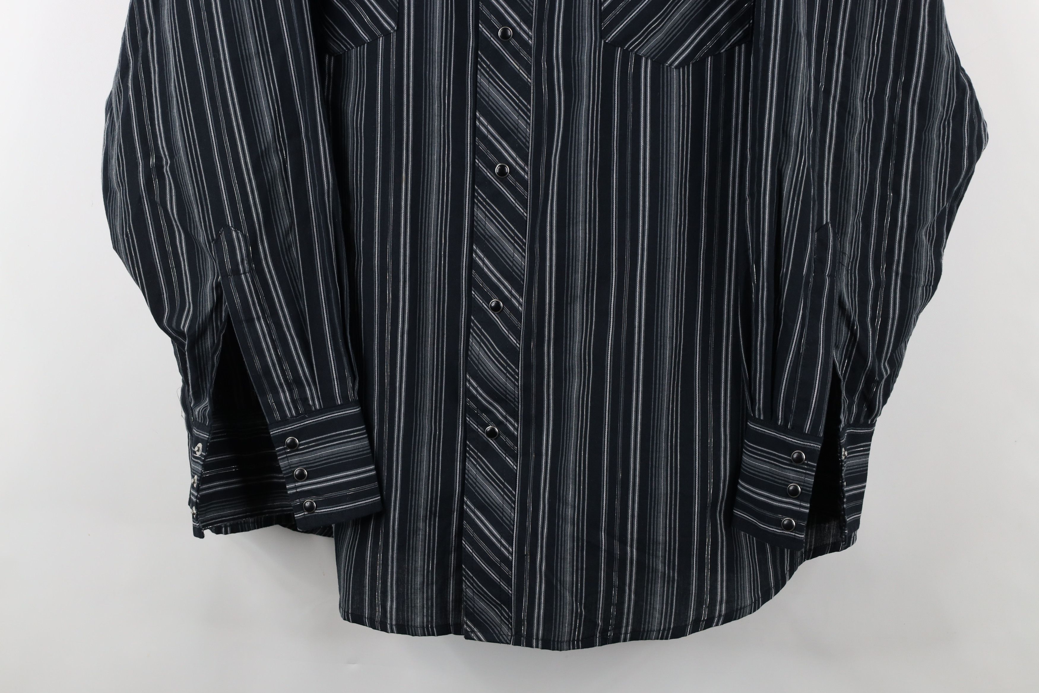Vintage × Wrangler Vintage 90s Wrangler Metallic Striped Snap Button Shirt Size US XXL / EU 58 / 5 - 3 Thumbnail