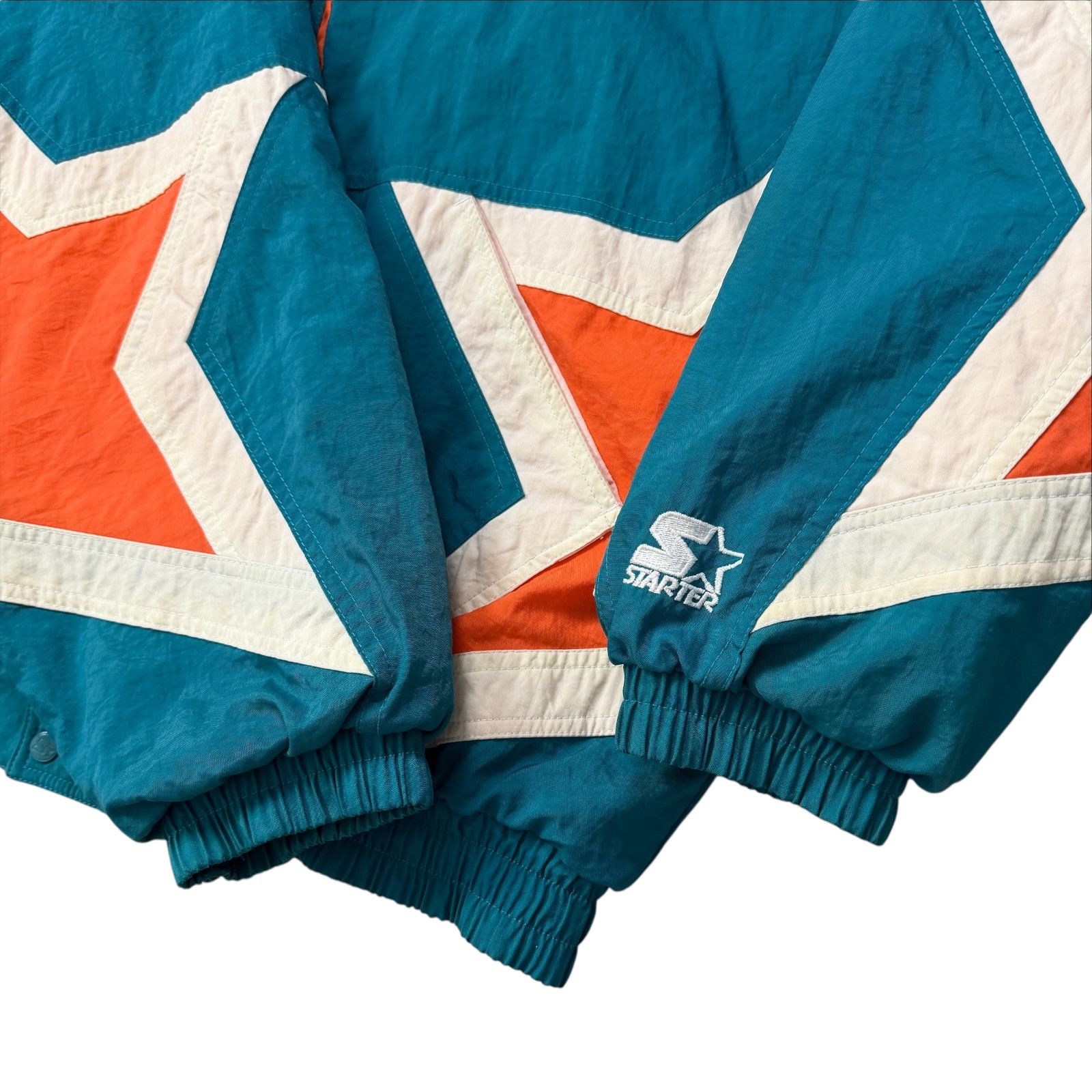 NFL VTG 90s MIAMI DOLPHINS STARTER PUFFER JACKET STAR SLEEVES Size US XL / EU 56 / 4 - 6 Thumbnail