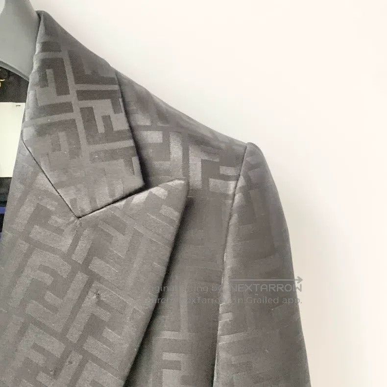 Fendi Fendi Dark Pattern Monogram Logo Printed Blazer Jacket Size XS / US 0-2 / IT 36-38 - 5 Thumbnail