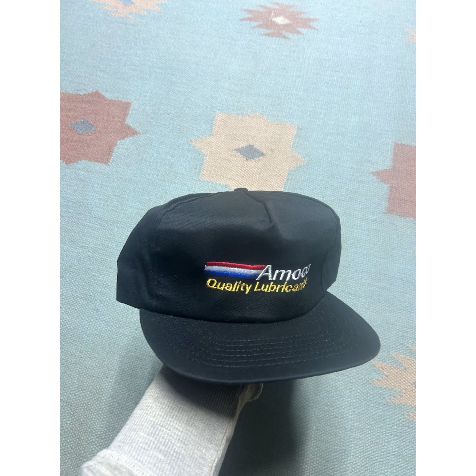 Vintage VINTAGE 80s Snap-Back Hat Amoco Motor Oil Racing Black Made in USA Men Adjustable Cap USA Snap-Back Hat Size ONE SIZE - 2 Thumbnail