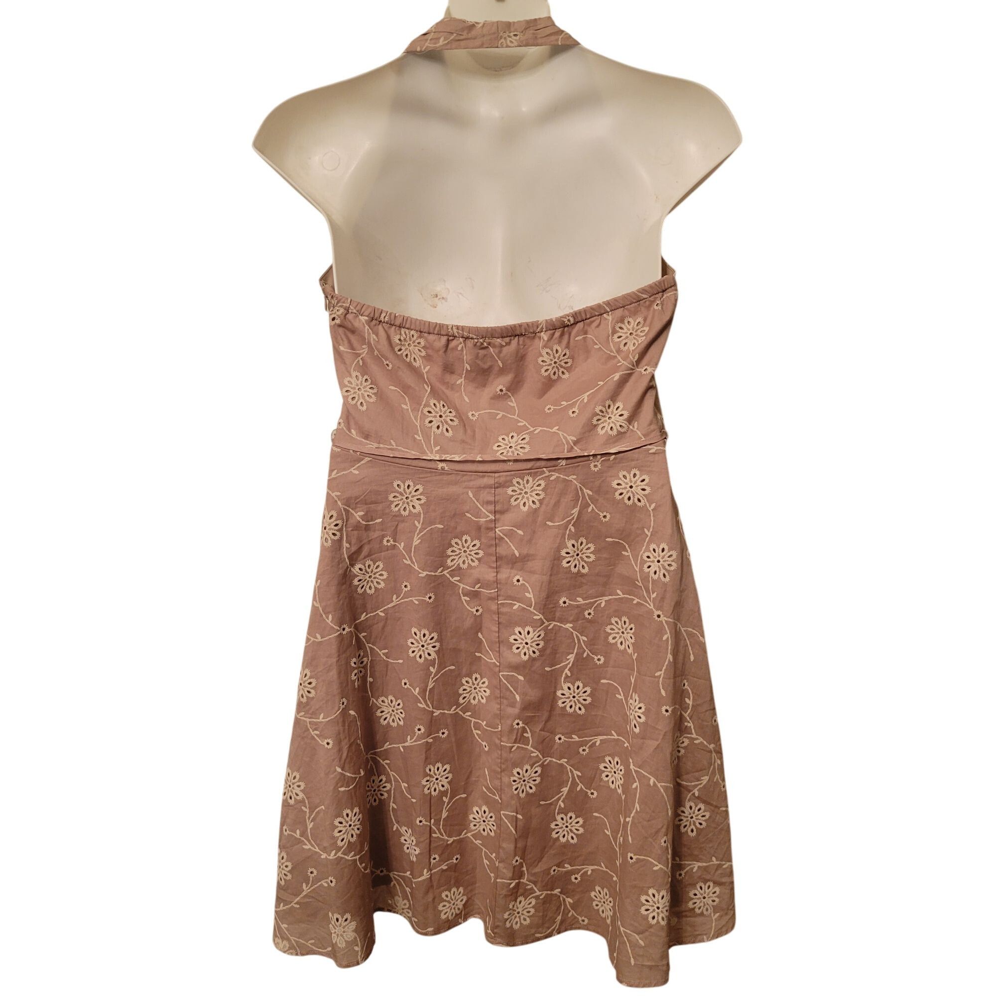 Joie Joie Halter Dress 10 Embroidered Floral Midi Summer Pockets Size L / US 10 / IT 46 - 4 Thumbnail