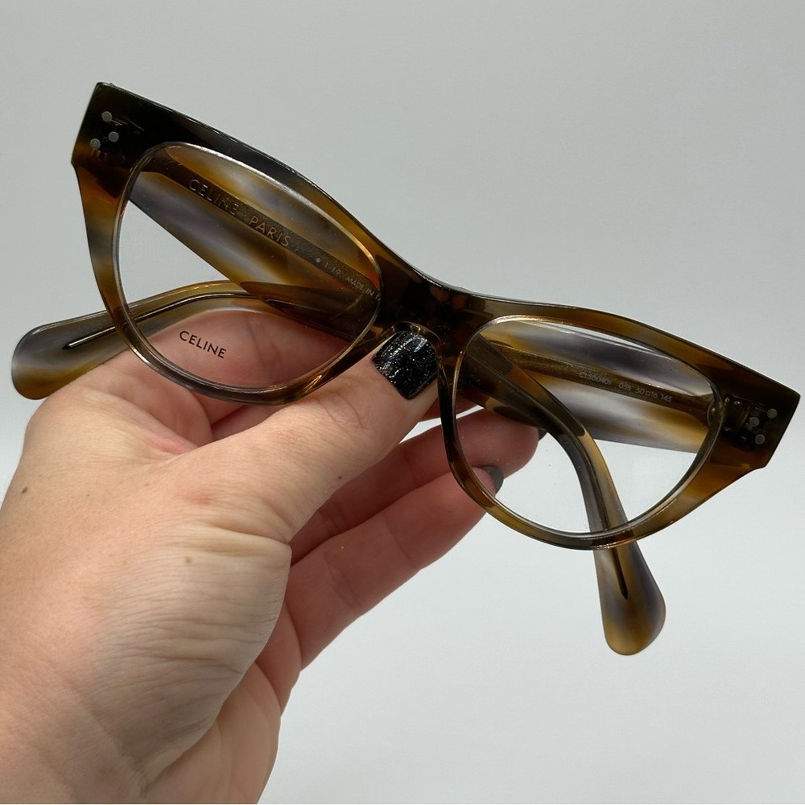 Celine NEW Celine Eyeglasses CL50040I 55 Striped Brown Grey Women Size ONE SIZE - 5 Thumbnail