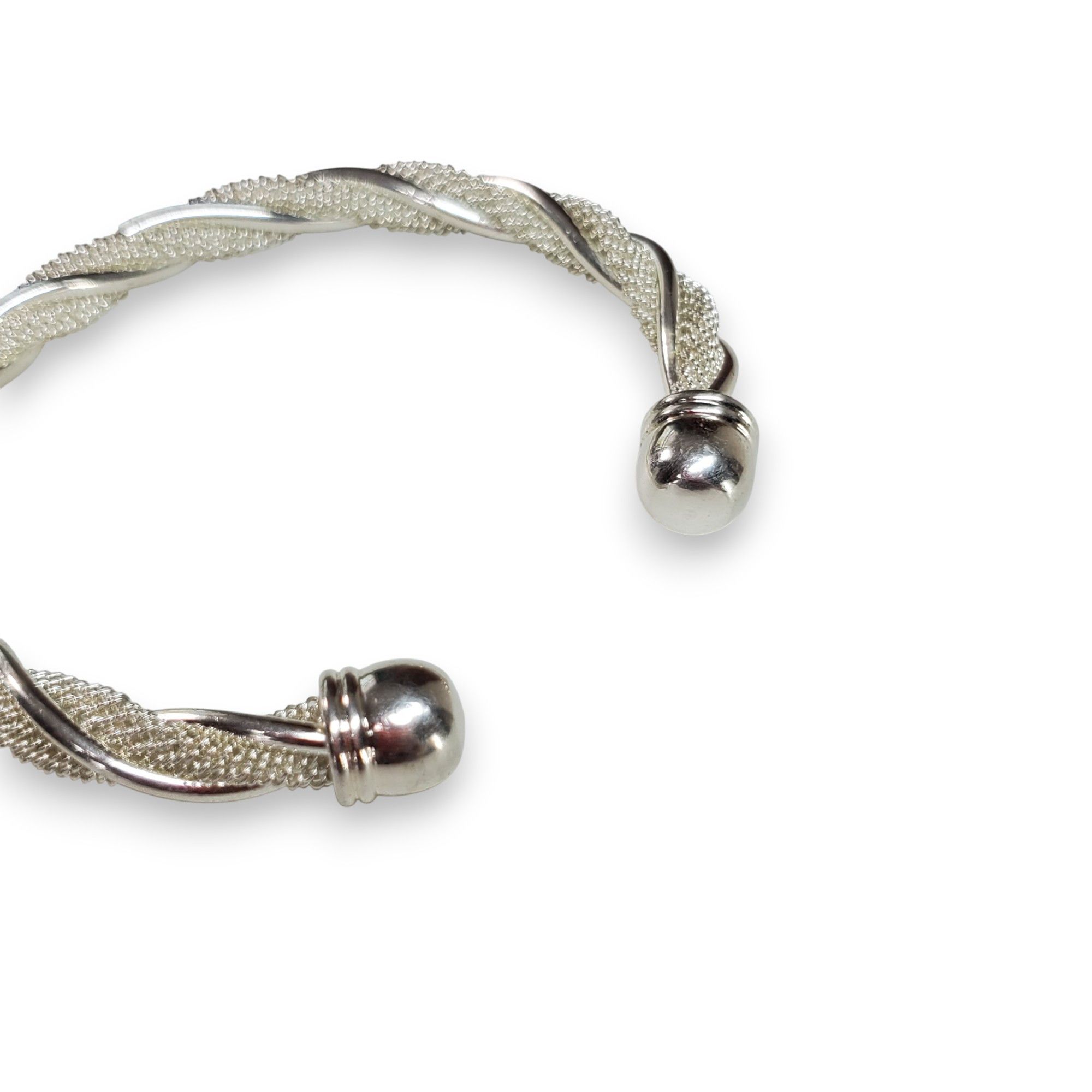 Other Bracelet 7" Bangle 925 Sterling Silver Vintage Twisted Mesh Size ONE SIZE - 5 Thumbnail