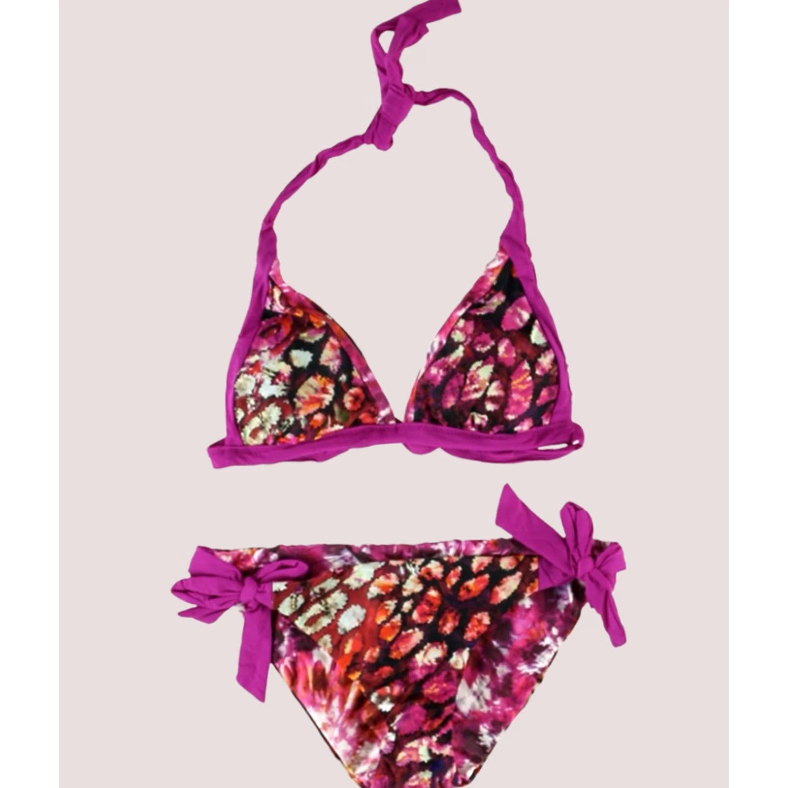 Vintage Becca Womens Bikini Becca Womens Printed Reversible 2 Piece Bikini, Purple, S Size ONE SIZE - 1 Preview