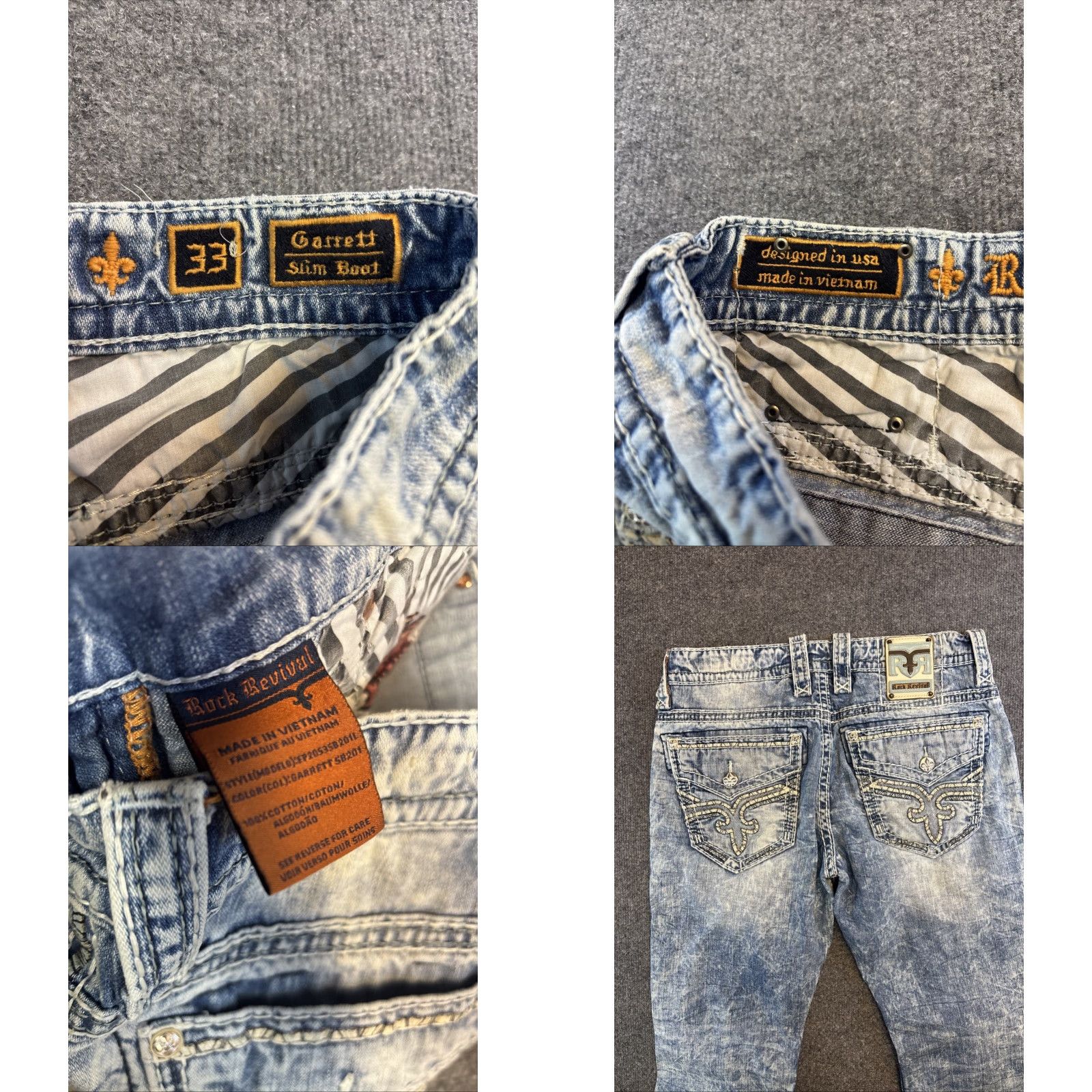 Vintage Rock Revival Jeans Men’s 36 Slim Bootcut Acid Wash Blue Cowboy 31in Inseam Mens Size US 36 / EU 52 - 8 Thumbnail