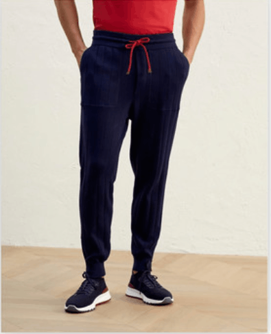 image of Brunello Cucinelli O1W1Db10524 Sweatpants In Dark Blue, Men's (Size 34)