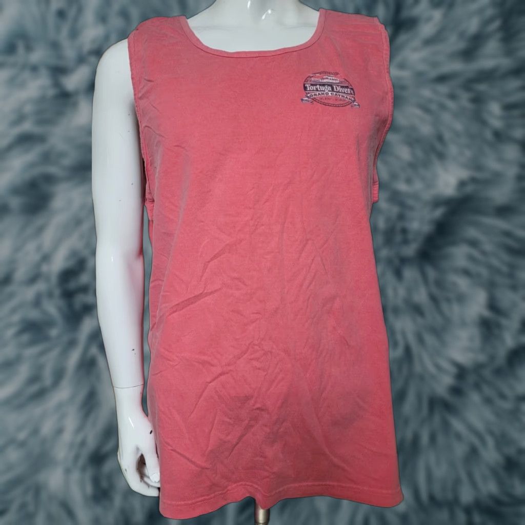 Comfort Colors Grand Cayman Tortuga Divers Comfort Colors Tank Top Shirt Large Red Cotton Graphic Tee Mens Size US L / EU 52-54 / 3 - 1 Thumbnail