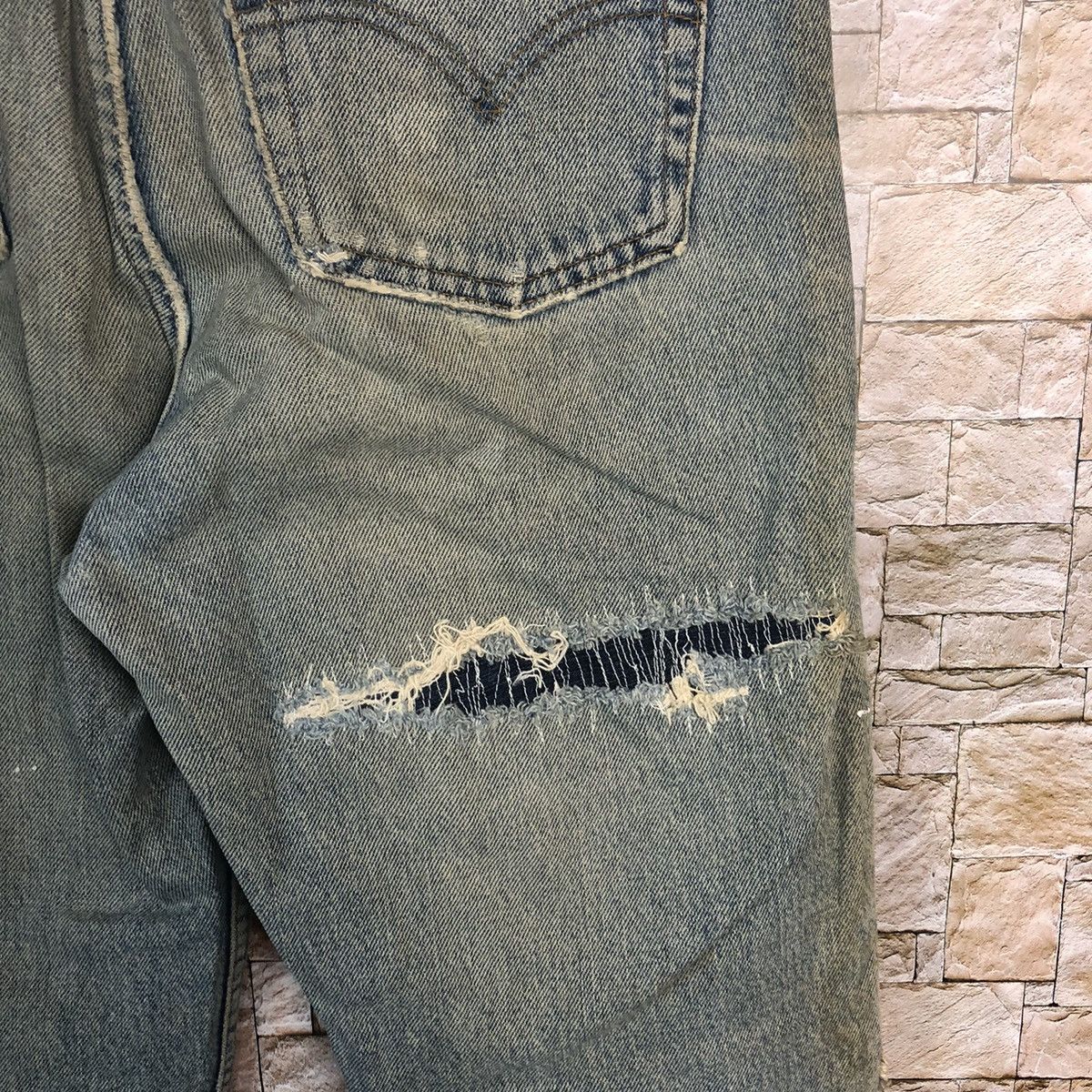 Levi's 512 Levis faded Blue ripped Distressed Denim Pants #A71 Size US 31 - 21 Thumbnail
