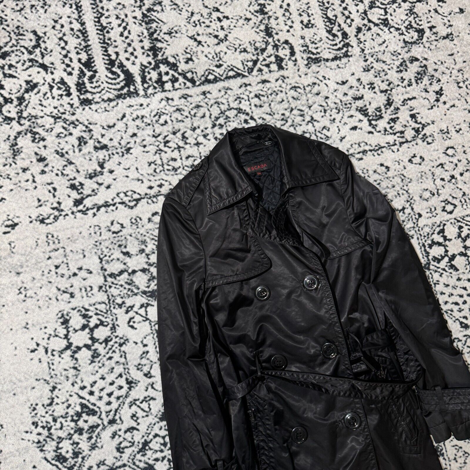 Escada × Vintage Vintage Escada Black Nylon Trench Coat Size 36 IT Y2K 90s Ar Size US L / EU 52-54 / 3 - 4 Thumbnail