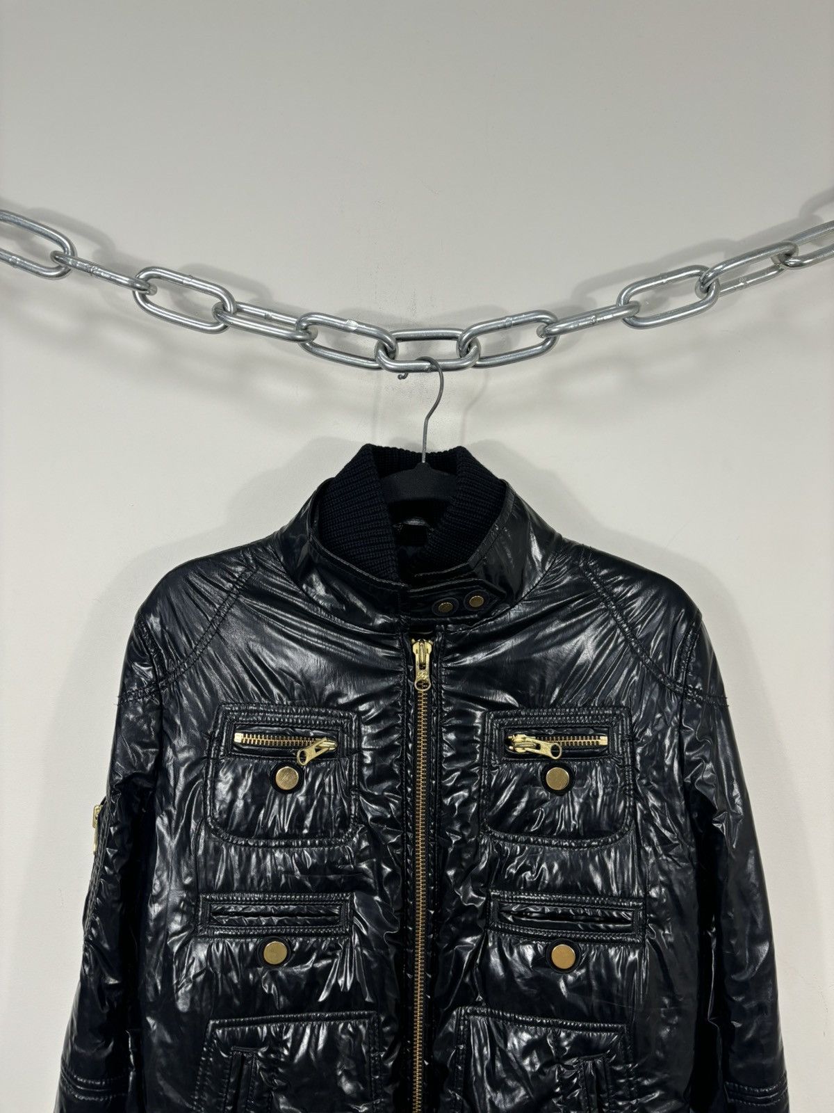 Fay Fay Women’s Shiny Black Italian Luxury Multipocket Jacket Size L / US 10 / IT 46 - 4 Thumbnail