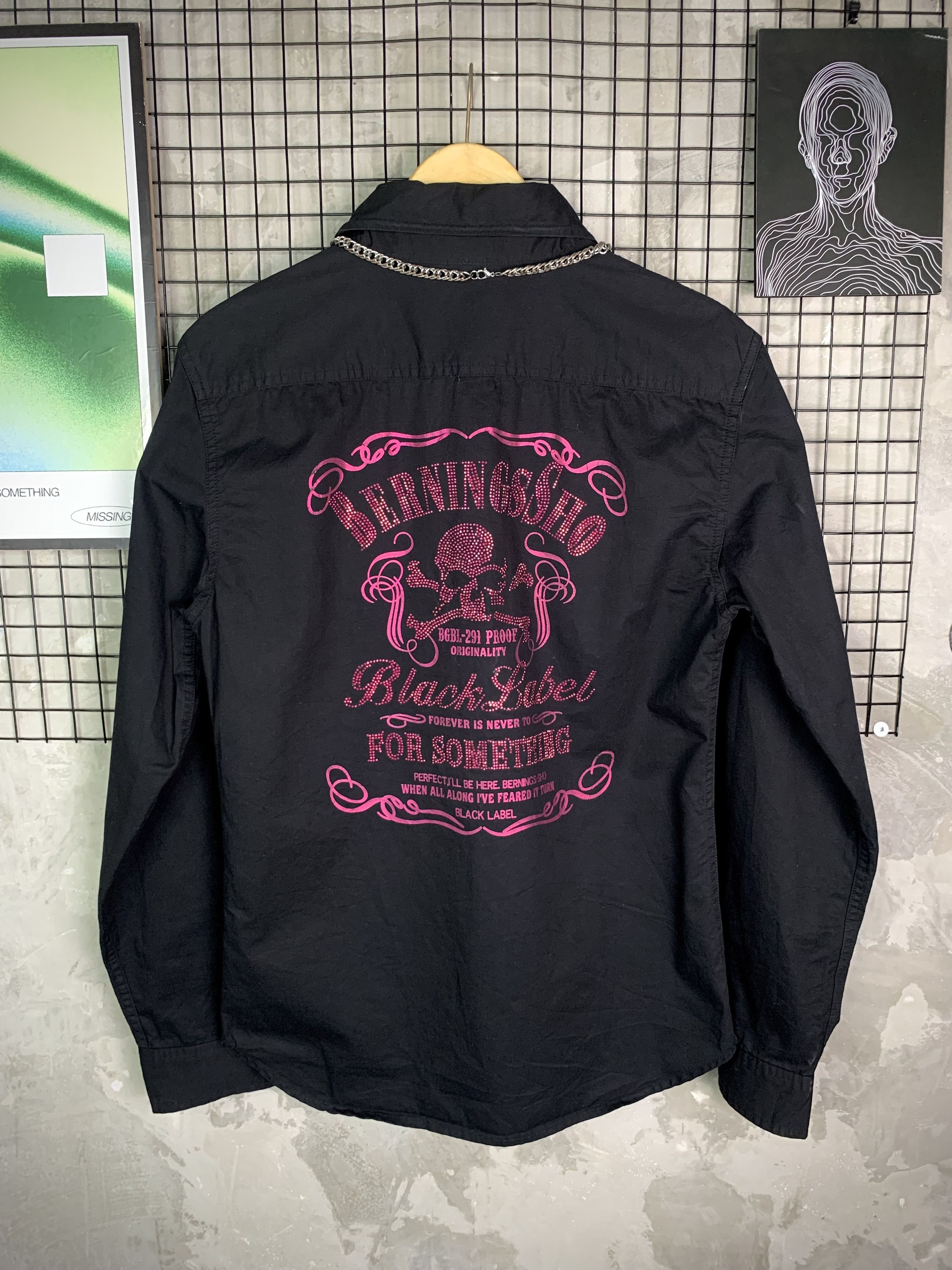 BERNINGS SHO Bernings Sho Punk Rock Rhinestone Skull Gothic Poem Size US L / EU 52-54 / 3 - 4 Thumbnail