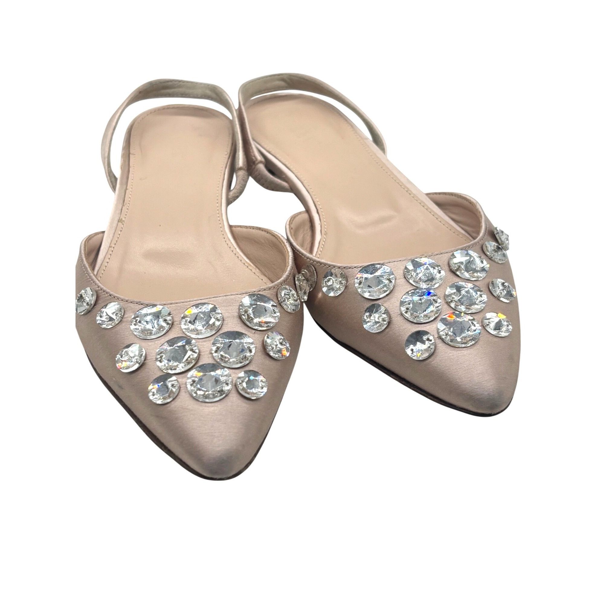 J.Crew J. Crew Women’s Embllished Satin Slingback Flats, Pink Blush Size US 6 / IT 36 - 1 Thumbnail