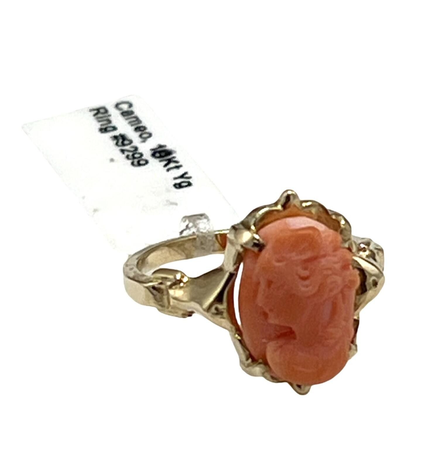 Other NWT 10K Gold Left-Facing Pink Coral Cameo Ring Size ONE SIZE - 3 Thumbnail